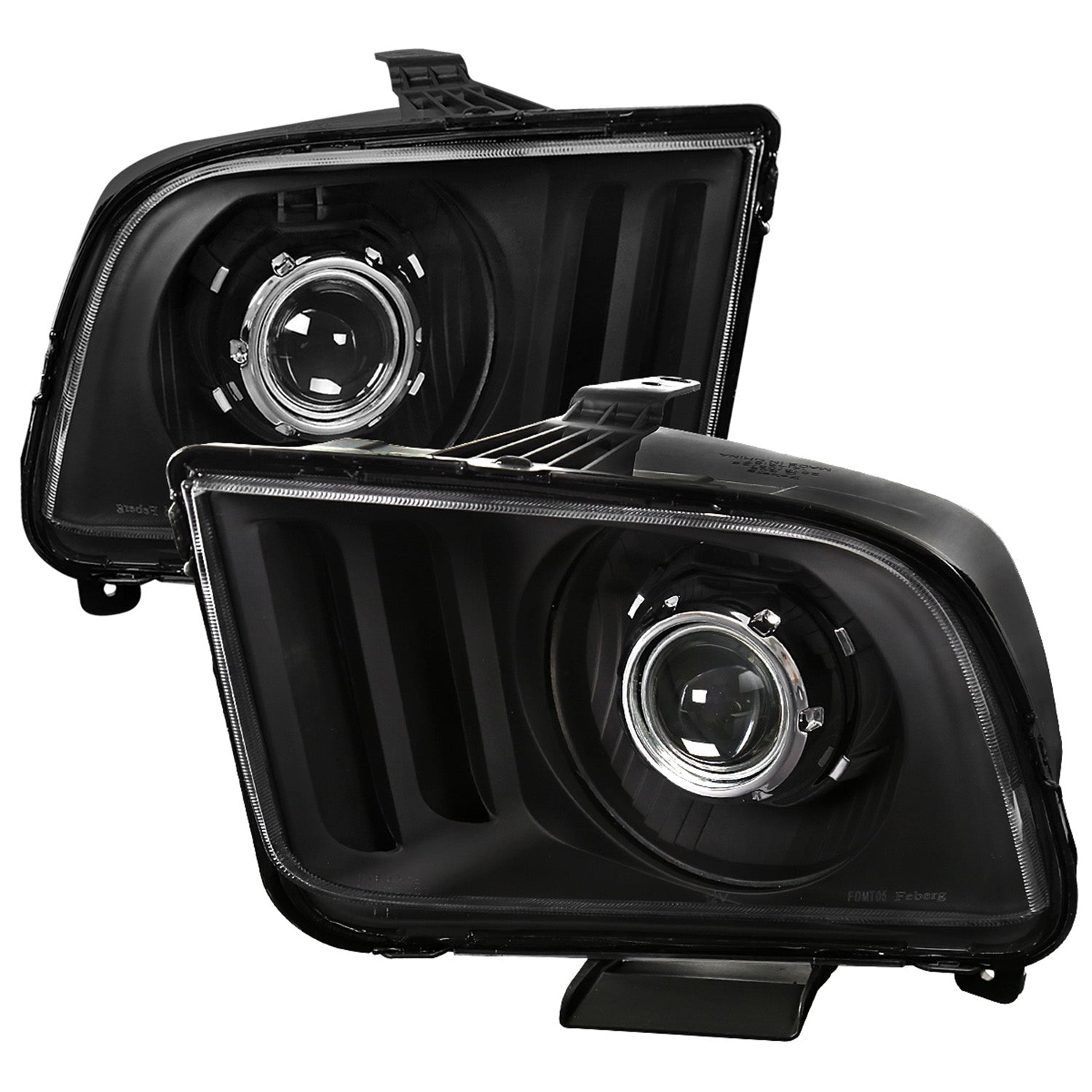 2005-2009 Ford Mustang H1 Projector Headlights Matte Black/Clear Lens