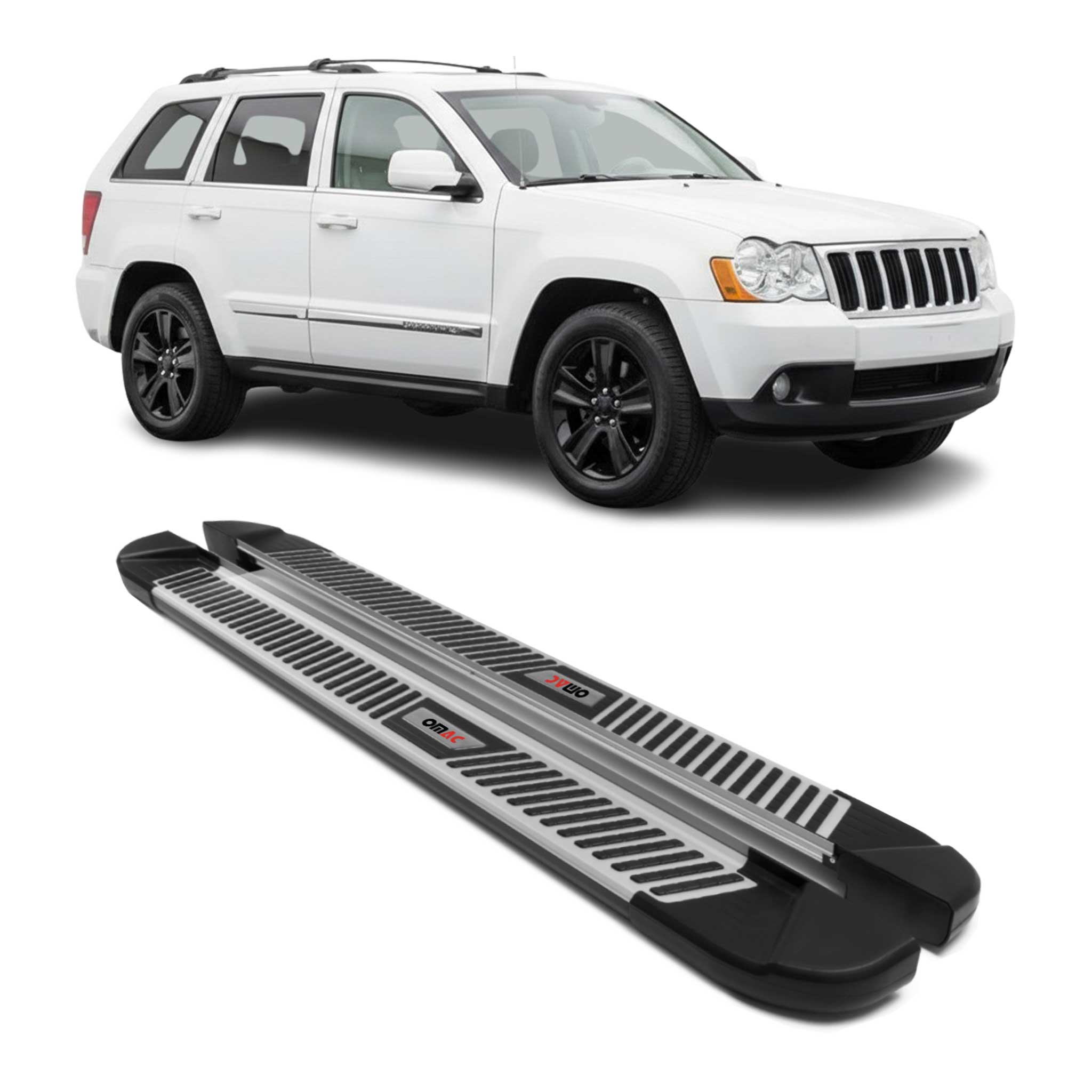 2005-2010 Jeep Grand Cherokee Running Boards Side Steps Silver & Black