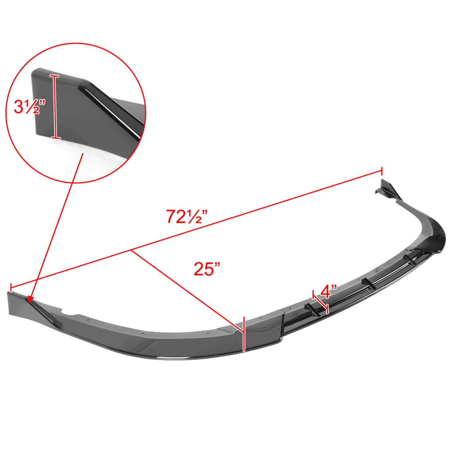 2016-2018 Kia Optima SXL Glossy Black 3Pcs Front Bumper Lip Splitter Kit