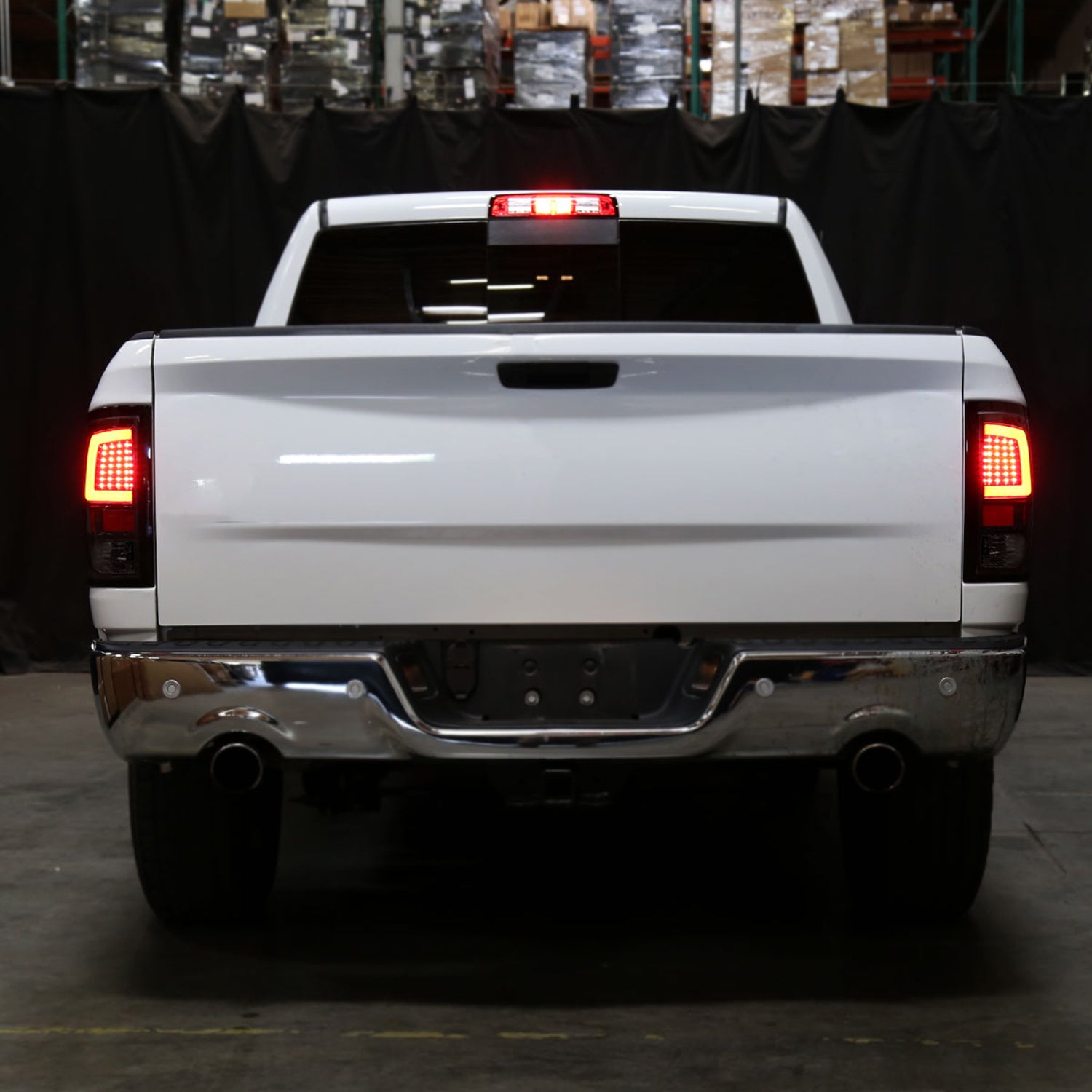 2009-2018 Dodge RAM 1500 2500 3500 White Bar LED Tail Lights Black/Smoke