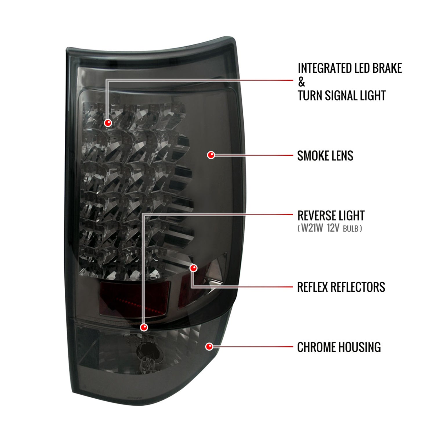 2007-2014 Chevy Tahoe/Suburban LED Tail Lights Chrome Housing/Smoke Lens