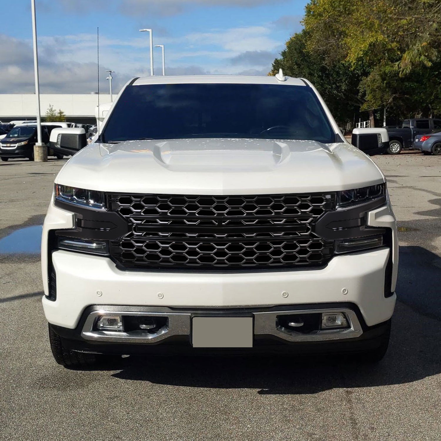 2019-2022 Chevrolet Silverado 1500 LT Glossy Black Honeycomb Hood Grille