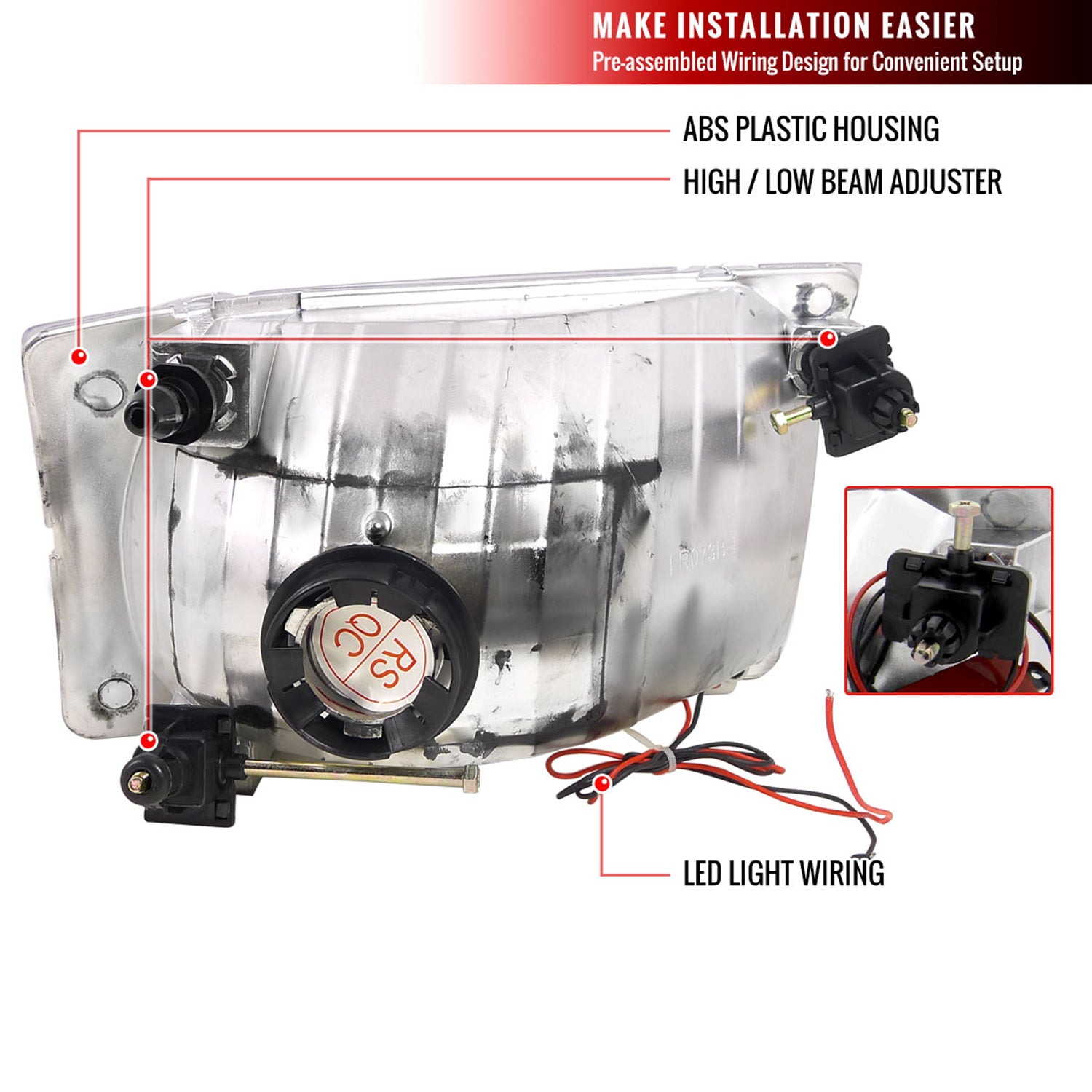 1999-2004 Ford F-250/350/450/550/Excursion Factory Headlights LED Light Chrome