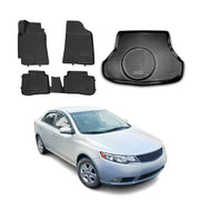 2010-2013 Kia Forte Floor Mats & Cargo Liner Full Set All Weather Black