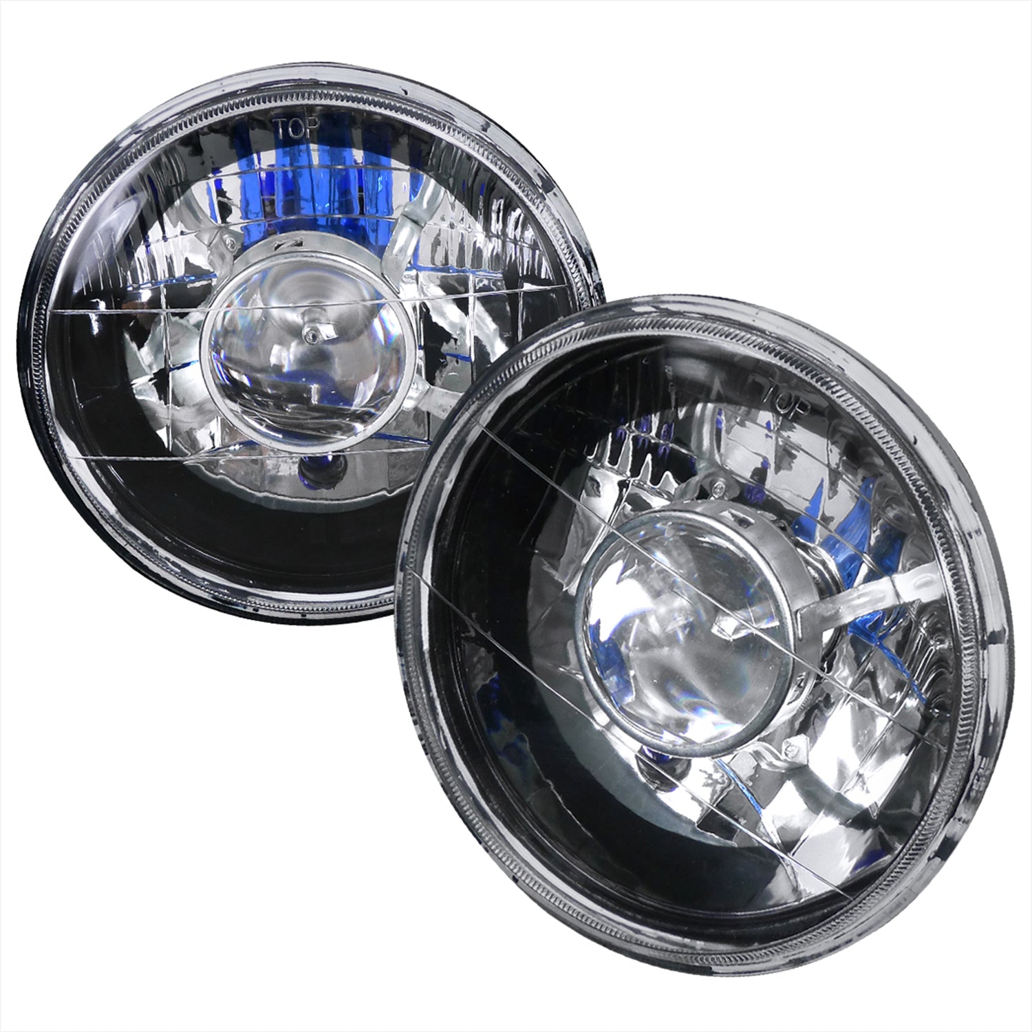 Universal 7" Round H4 Projector Headlights Matte Black Housing/Clear Lens