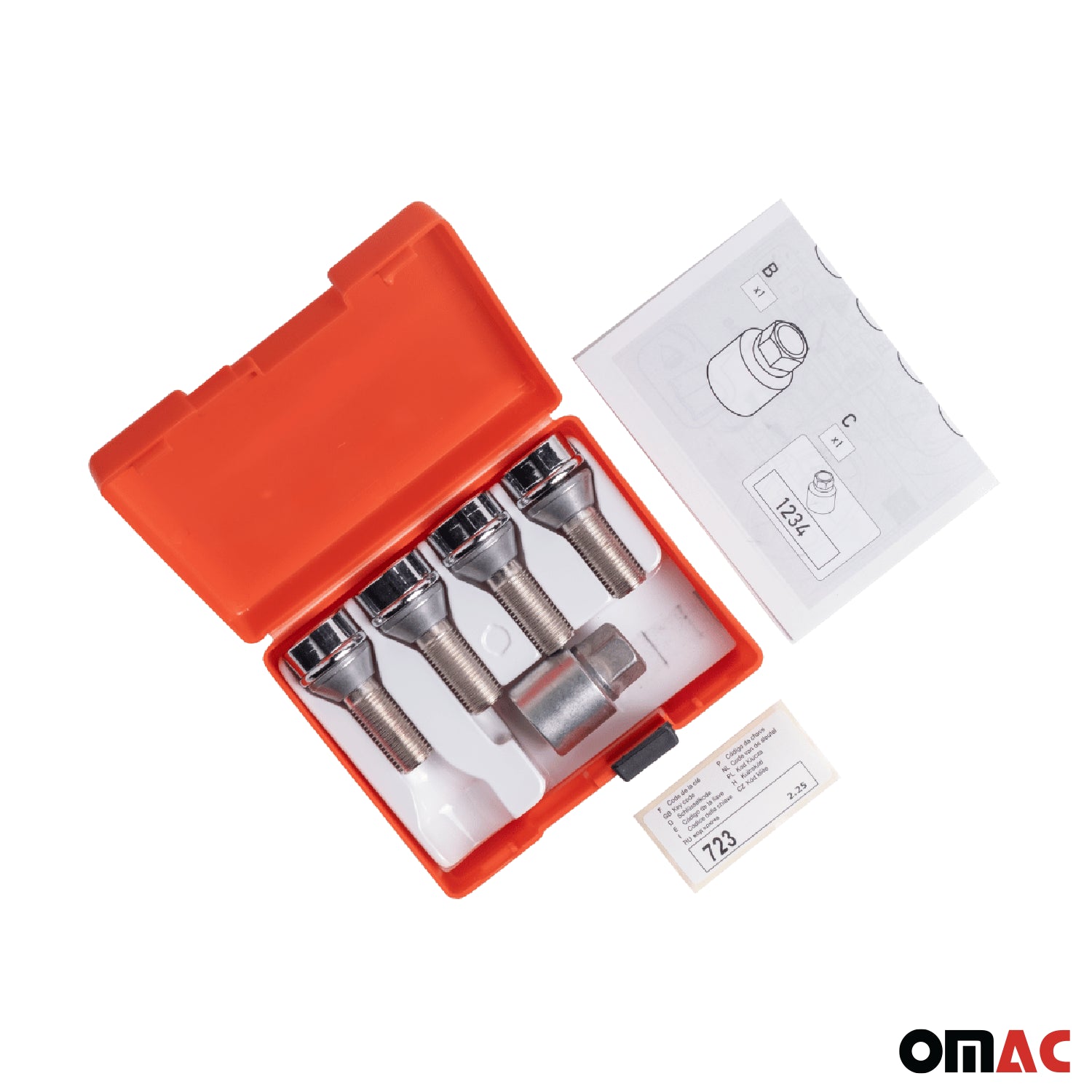 Wheel Lock Kit for Land Rover Range Rover Sport M14X1,5 Silver 4Locks & 1Key