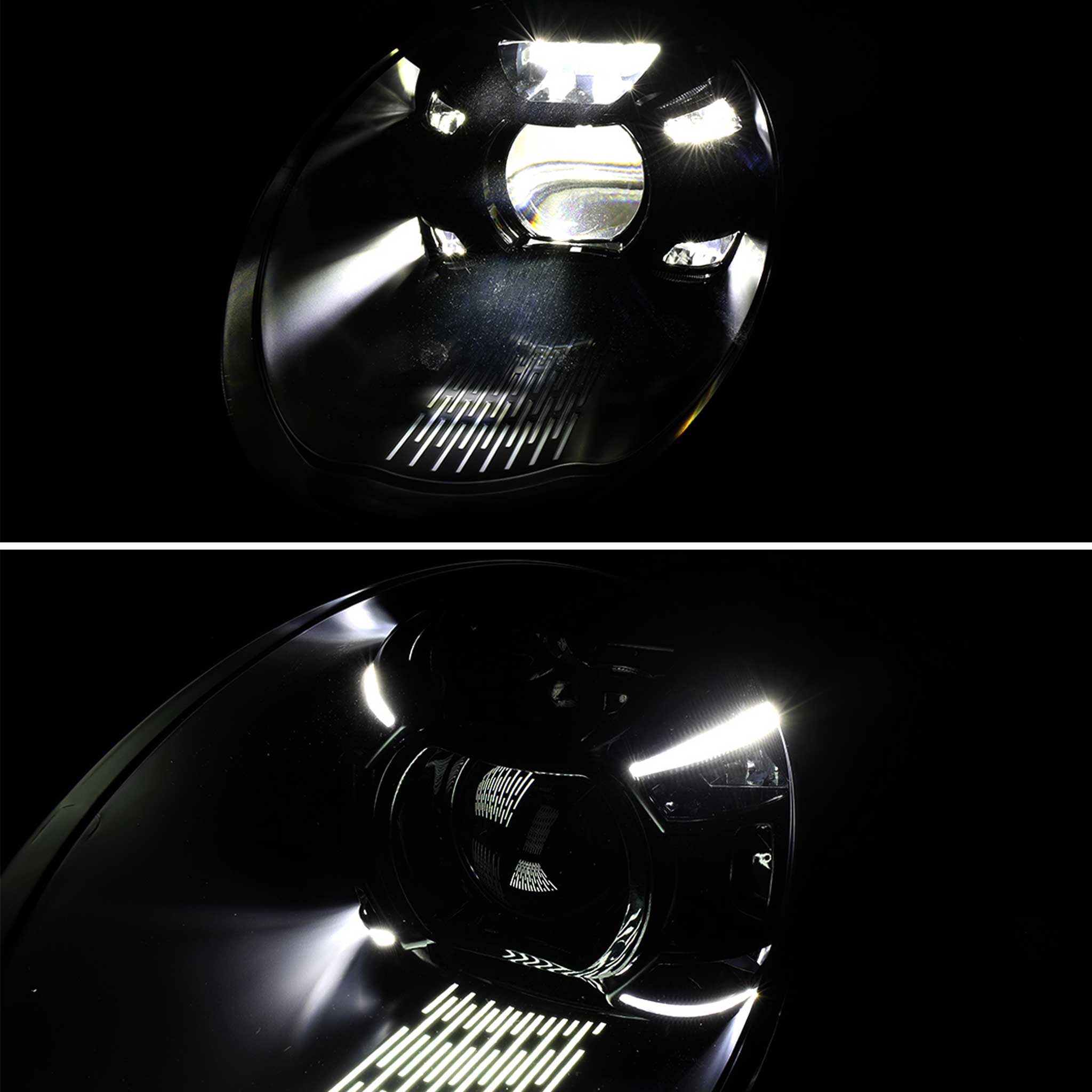 For Porsche 911 997.2 2009-2013 LED Projector DRL Headlights Matte Black Glossy Accents Clear Lens