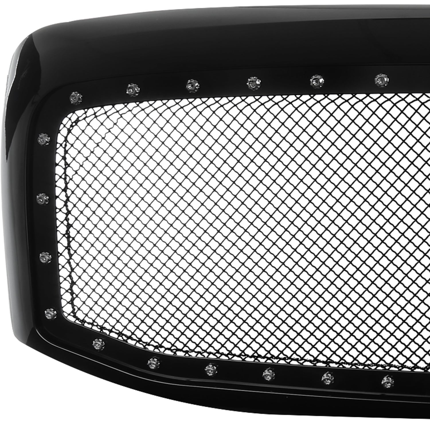 2006-2008 Dodge RAM Glossy Black ABS Rivet Style Grille w/ S.Steel Mesh