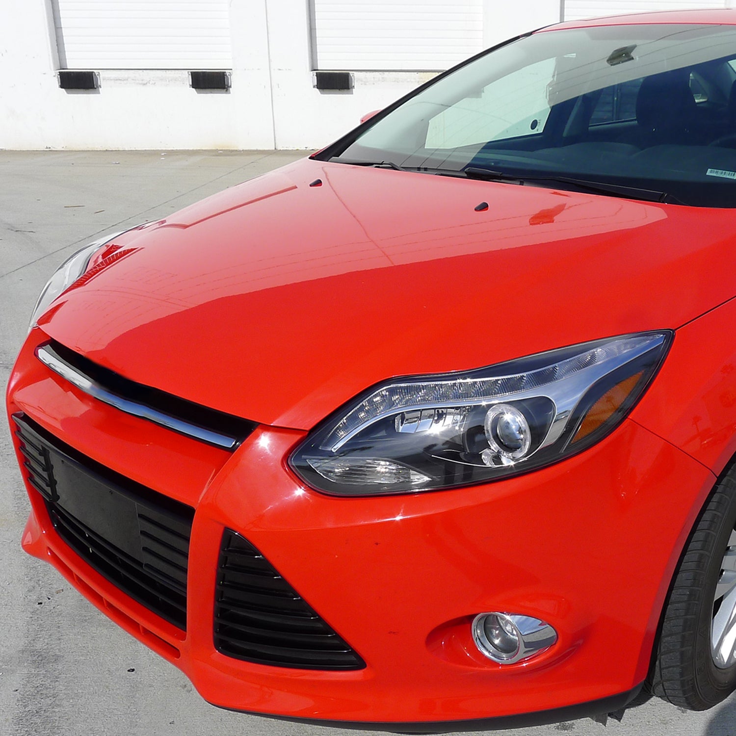 2012-2014 Ford Focus Halo Projector Headlights LED Light Strip Matt Black