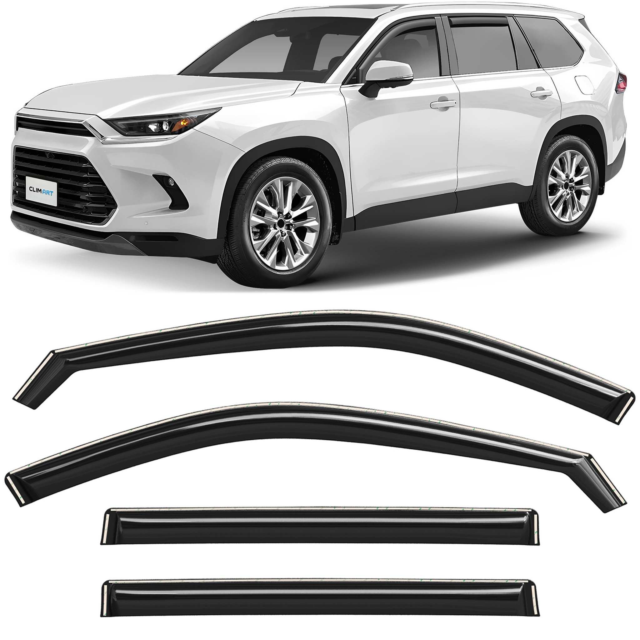 Clim Art Wind Deflectors for Toyota Grand Highlander 2024-2026 Dark Smoke 4Pcs