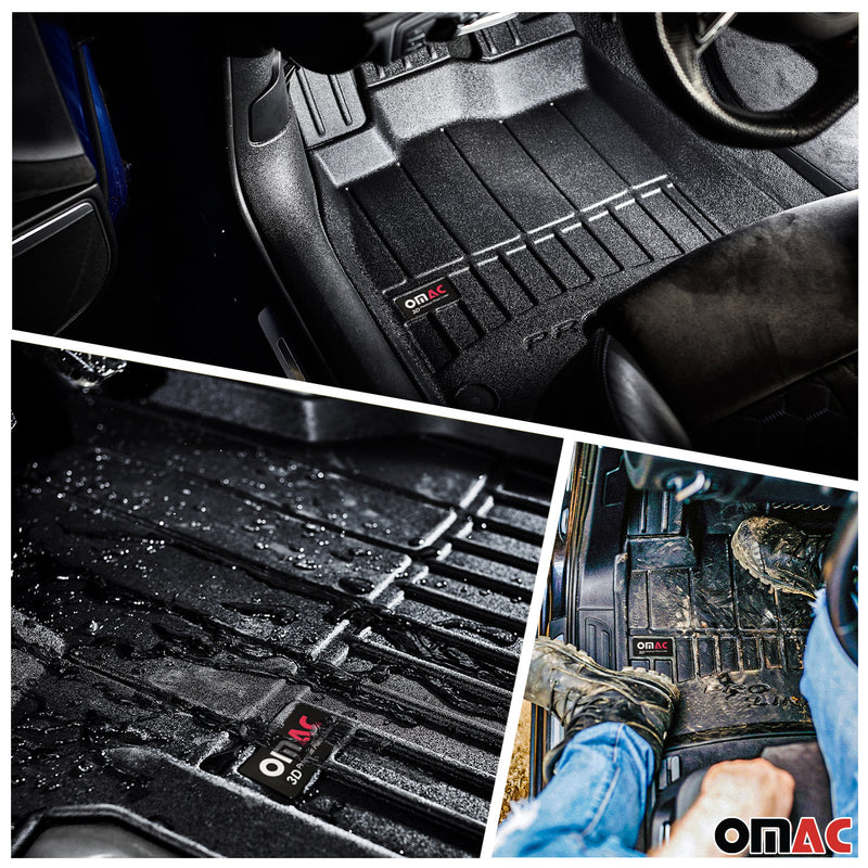 OMAC Premium Floor Mats & Cargo Liners for Audi Q7 2017-2024 Rubber Black 5 Pcs