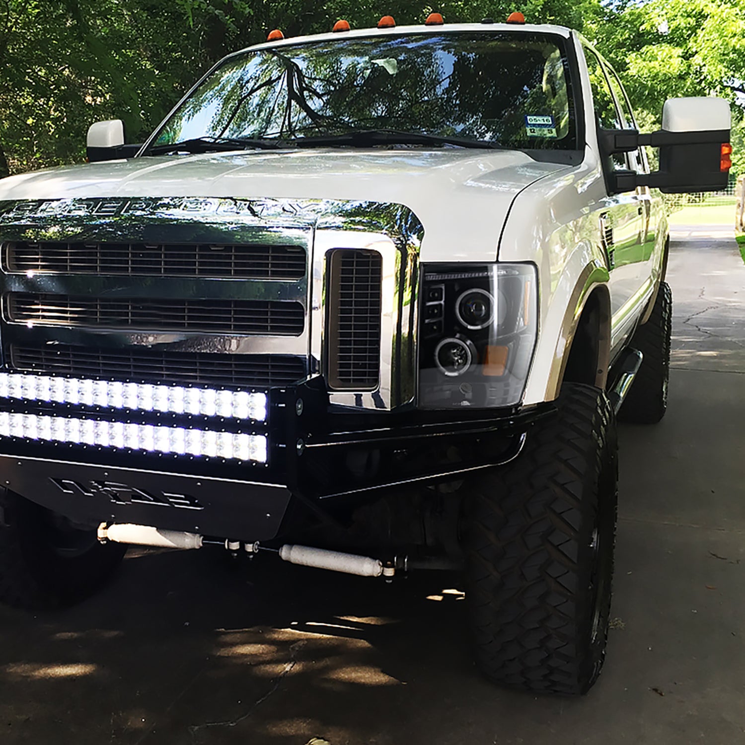 2008-2010 Ford F-250 F-350 F-450 SMD Dual Halo Projector Headlights Jet Black