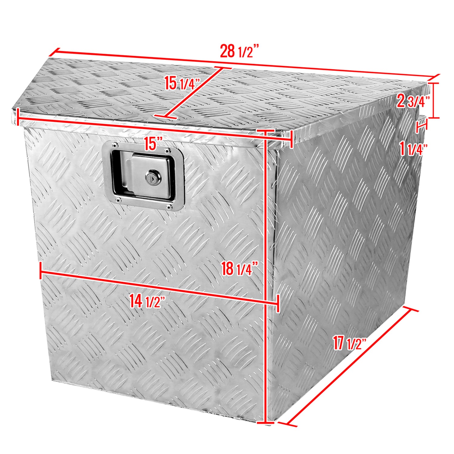 Universal 15~29" Silver Heavy Duty Truck Trailer Tongue Tool Box w/ Lock & Keys
