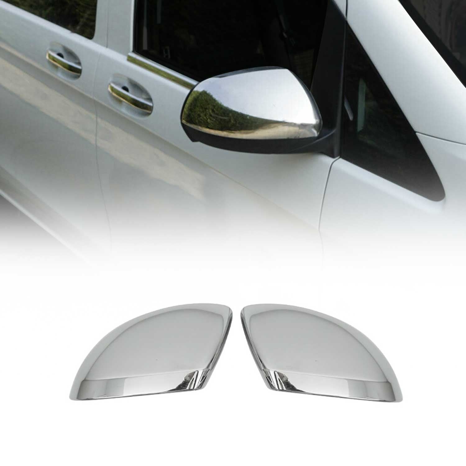 2016-2024 Mercedes Metris Side Mirror Cover Caps ABS Chrome Silver 2Pcs