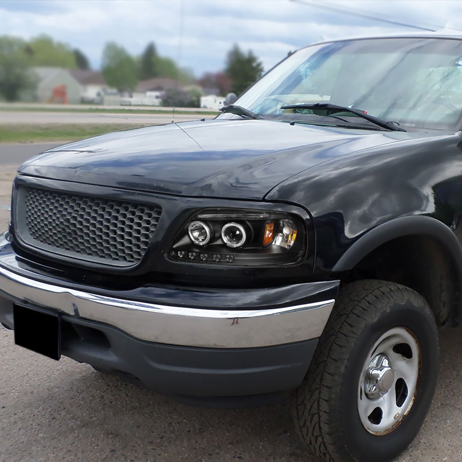 1997-2004 Ford F-150 / 1997-2002 Expedition Dual Halo Projector Headlights Black