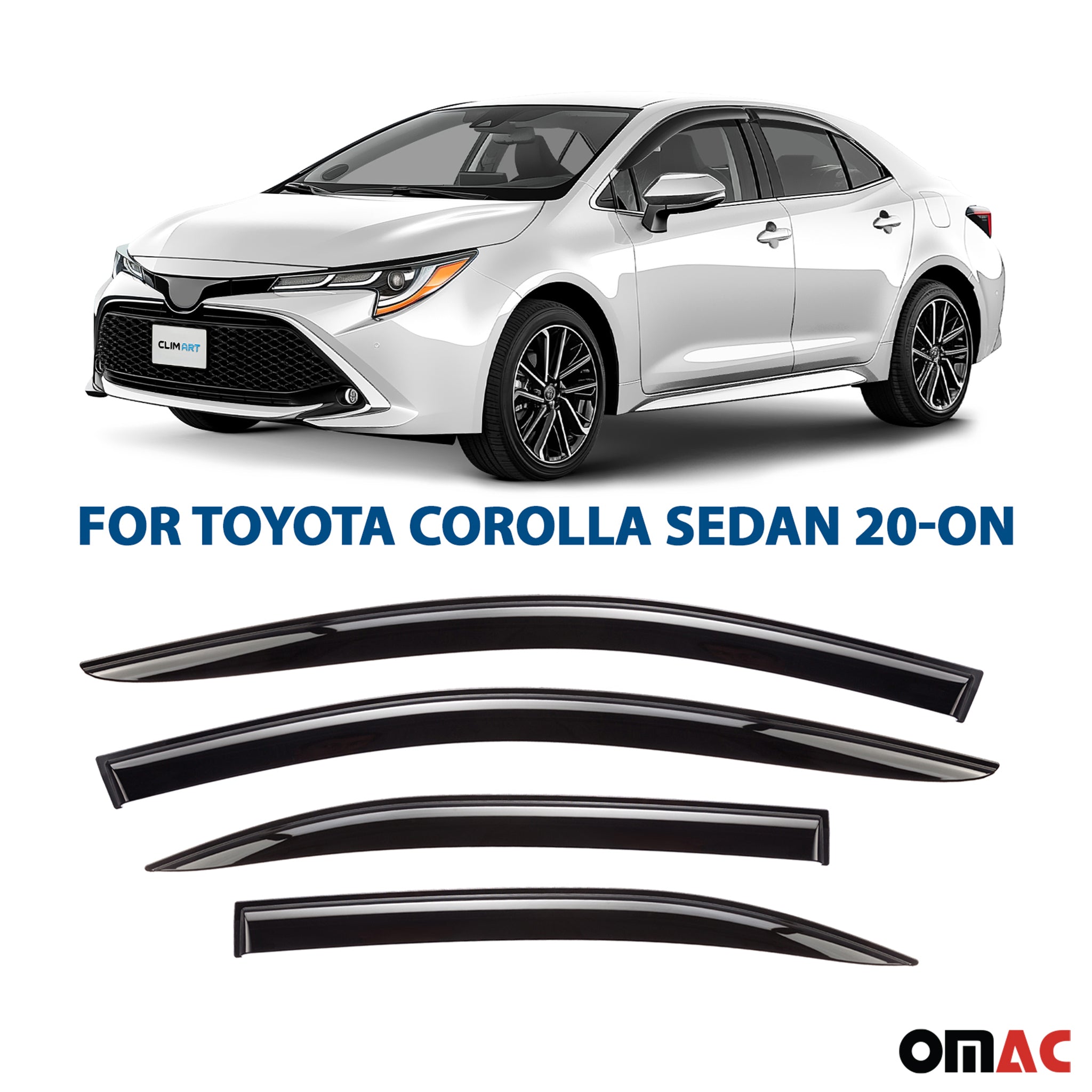 Clim Art Wind Deflectors for Toyota Corolla 2019-2025 Sedan Shatterproof 4x