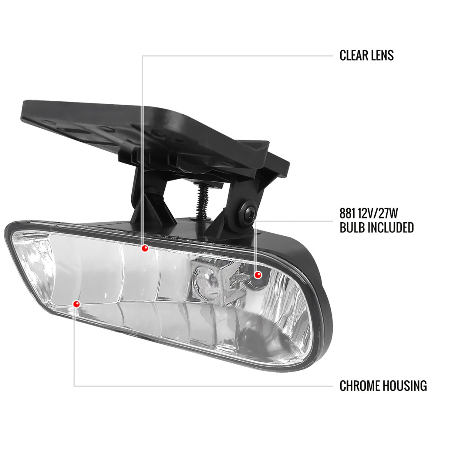 1999-2006 GMC Sierra/Yukon XL 12V/27W 881 Fog Lights Mounting Brackets Chrome