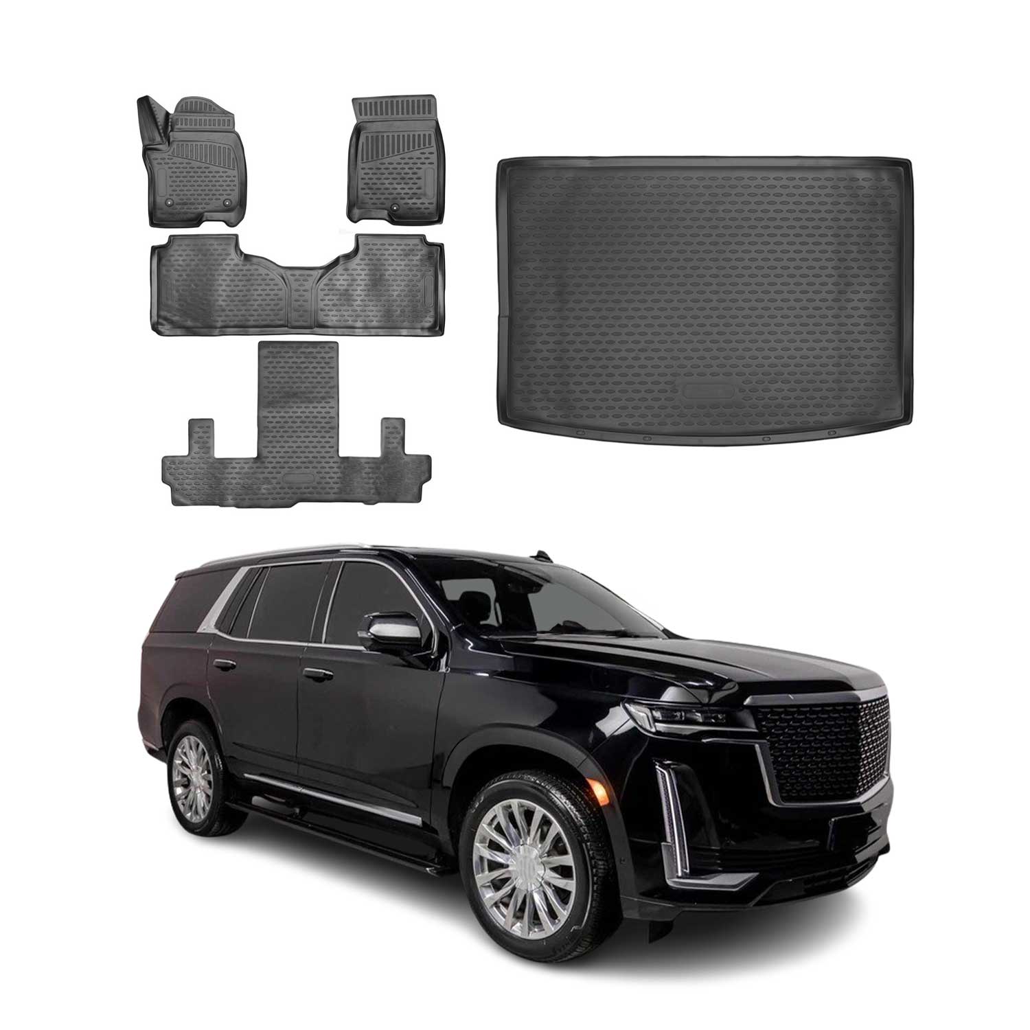 2021-2025 Cadillac Escalade ESV Floor Mats & Cargo Liner Full Set Black