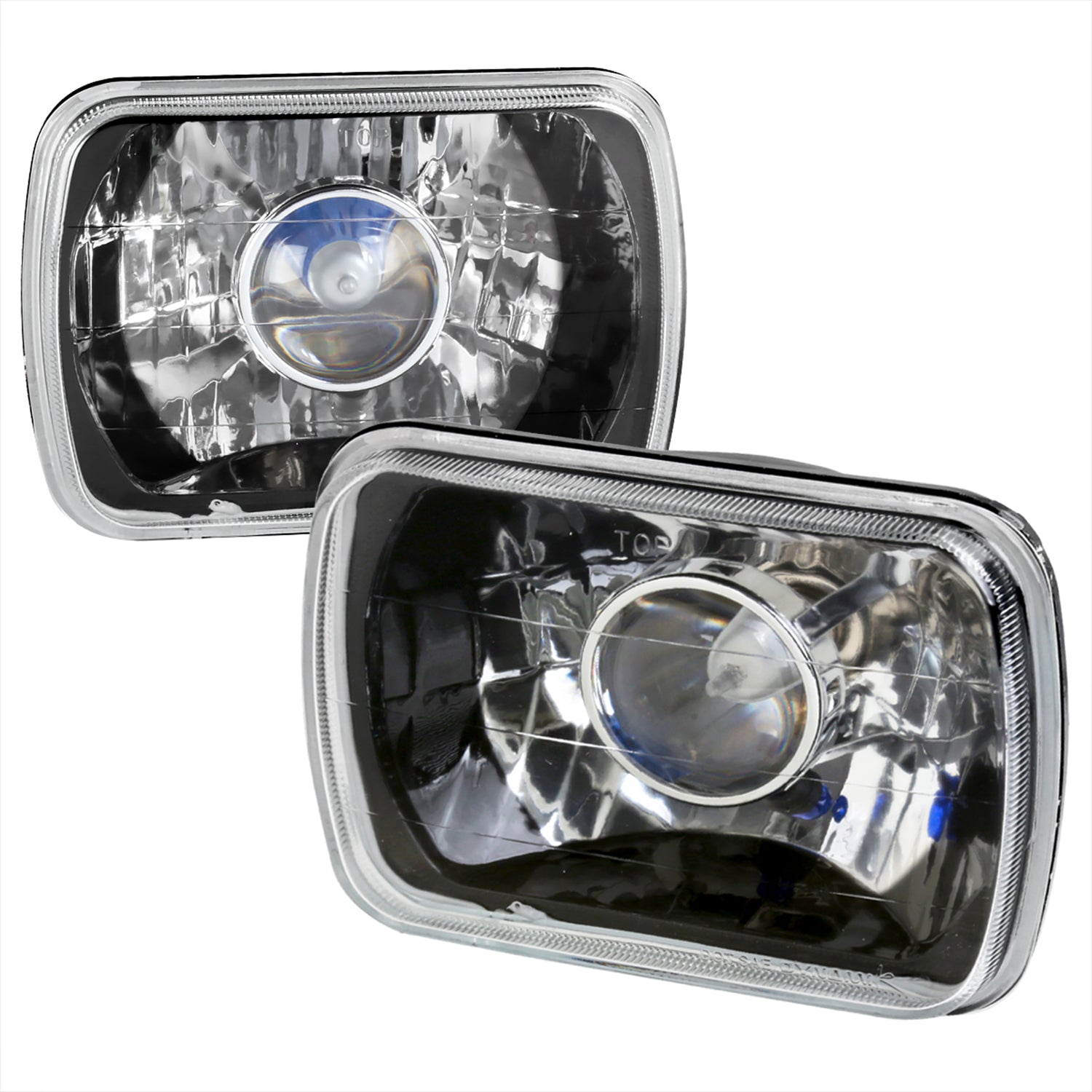 Universal 7"x6" H4 Projector Headlights Matte Black Housing/Clear Lens