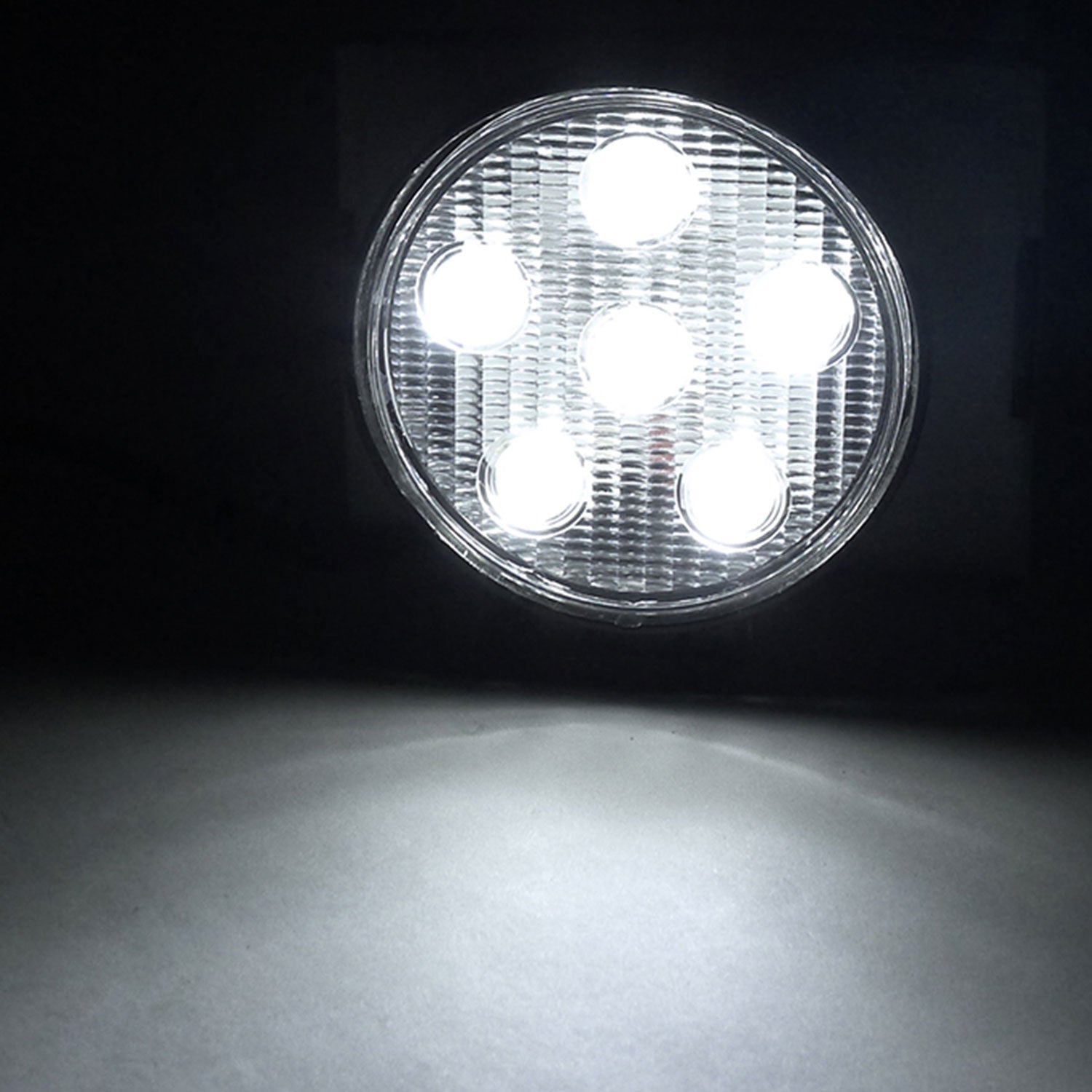 Universal Off Road 6000K Flood Beam 18W 6-LED Round Fog Light 4Pcs Black Alu