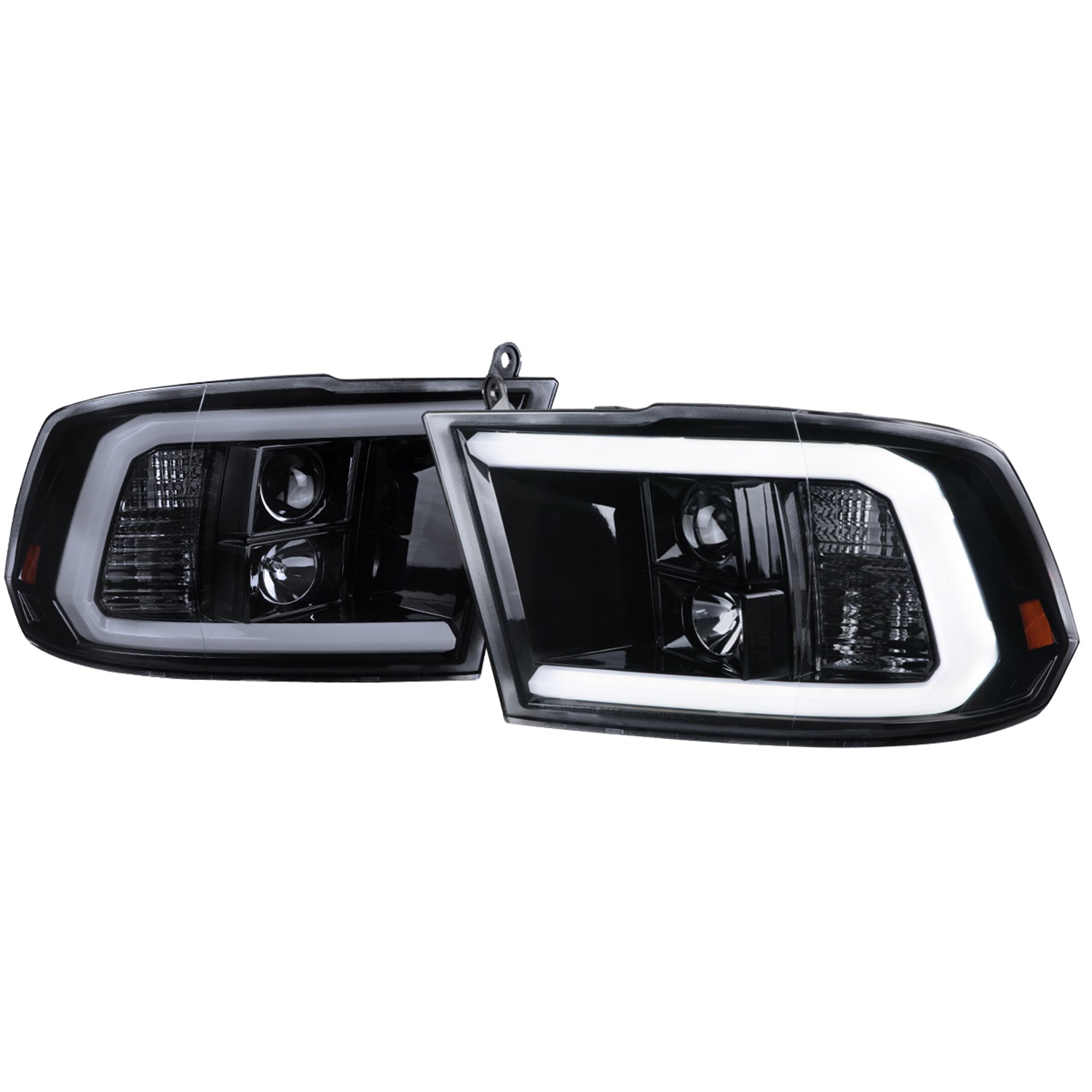 2009-2018 Dodge RAM 1500 / 2500 3500 LED C-Bar Headlights Glossy Black