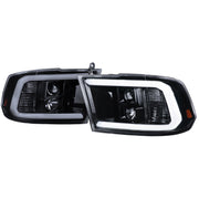 2009-2018 Dodge RAM 1500 / 2500 3500 LED C-Bar Headlights Glossy Black