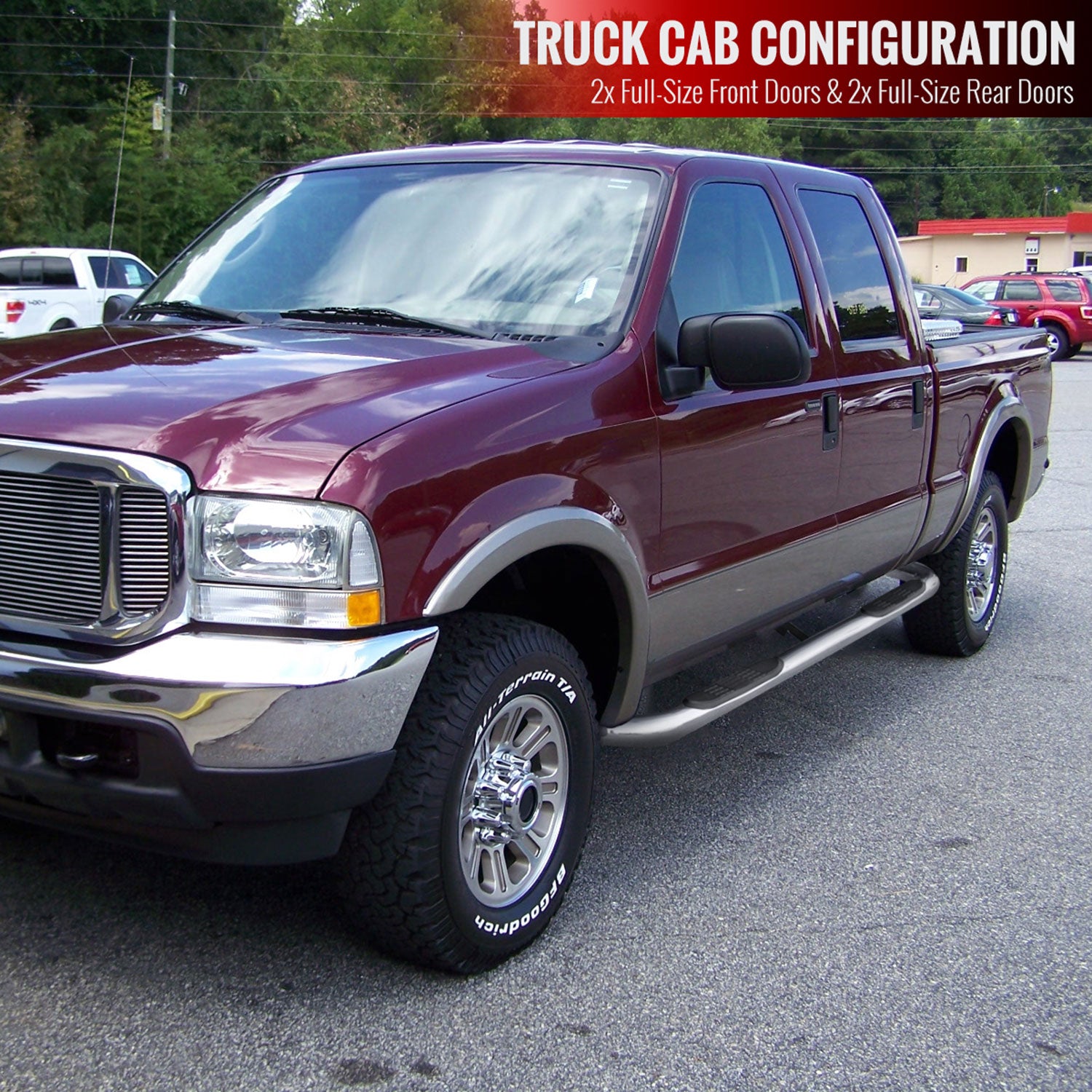1999-2016 Ford F-250/350/450/550 SuperCrew 3" Chrome Steel Side Step Nerf Bars