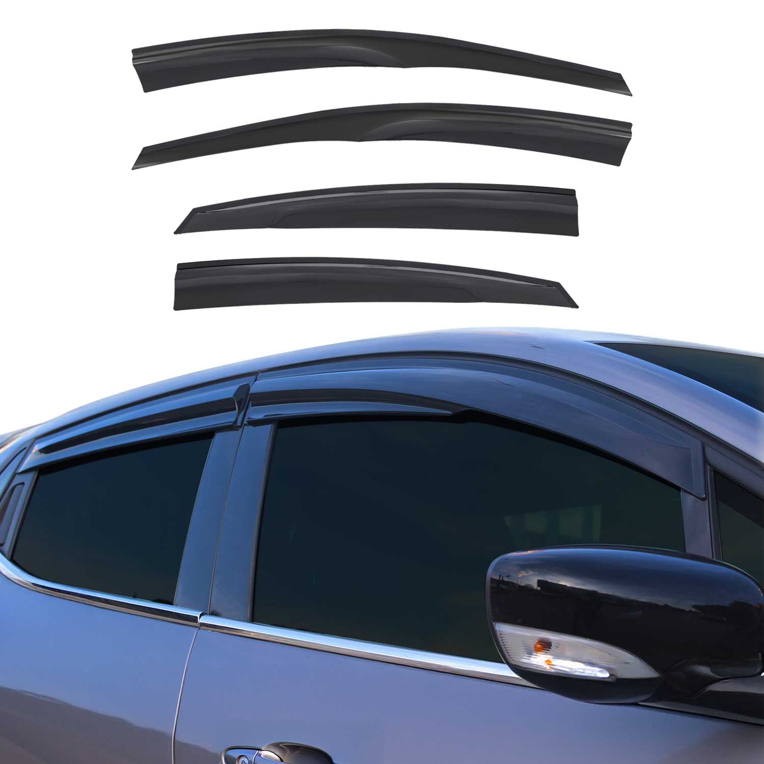 2011-2020 Hyundai Elantra Sedan Window Visor Vent Rain Deflector 4Pcs Smoke