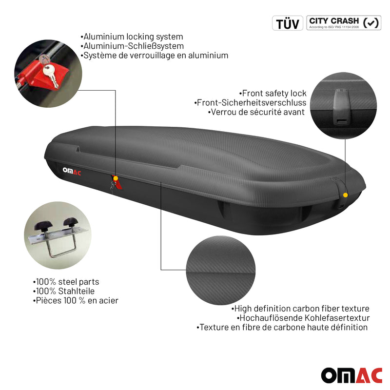 Roof Cargo Box 16.9 Cubic Feet Carbon Fiber Textured