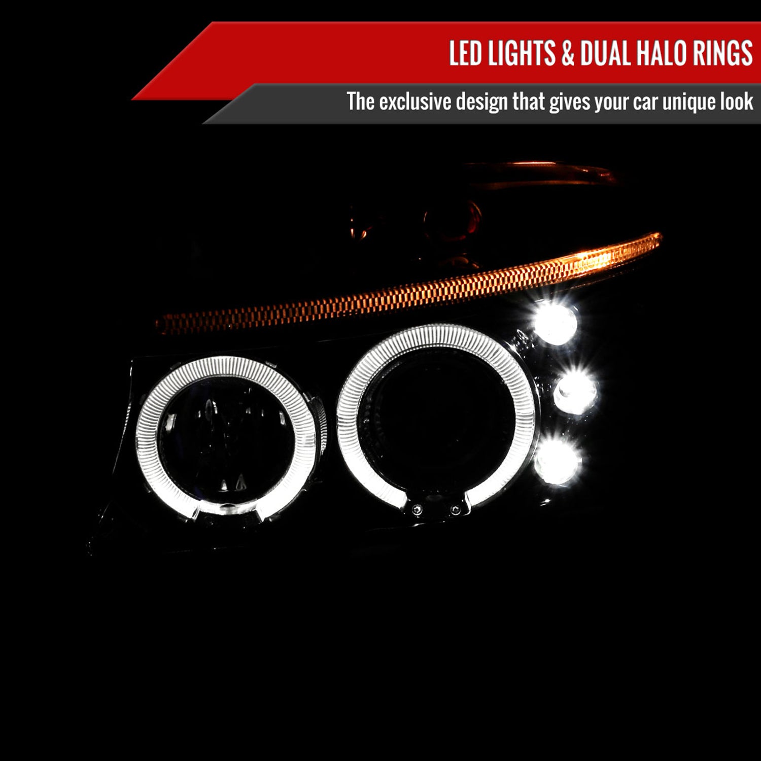 1997-2004 Dodge Dakota/ 1998-2003 Durango Dual Halo Projector Headlights Smoke