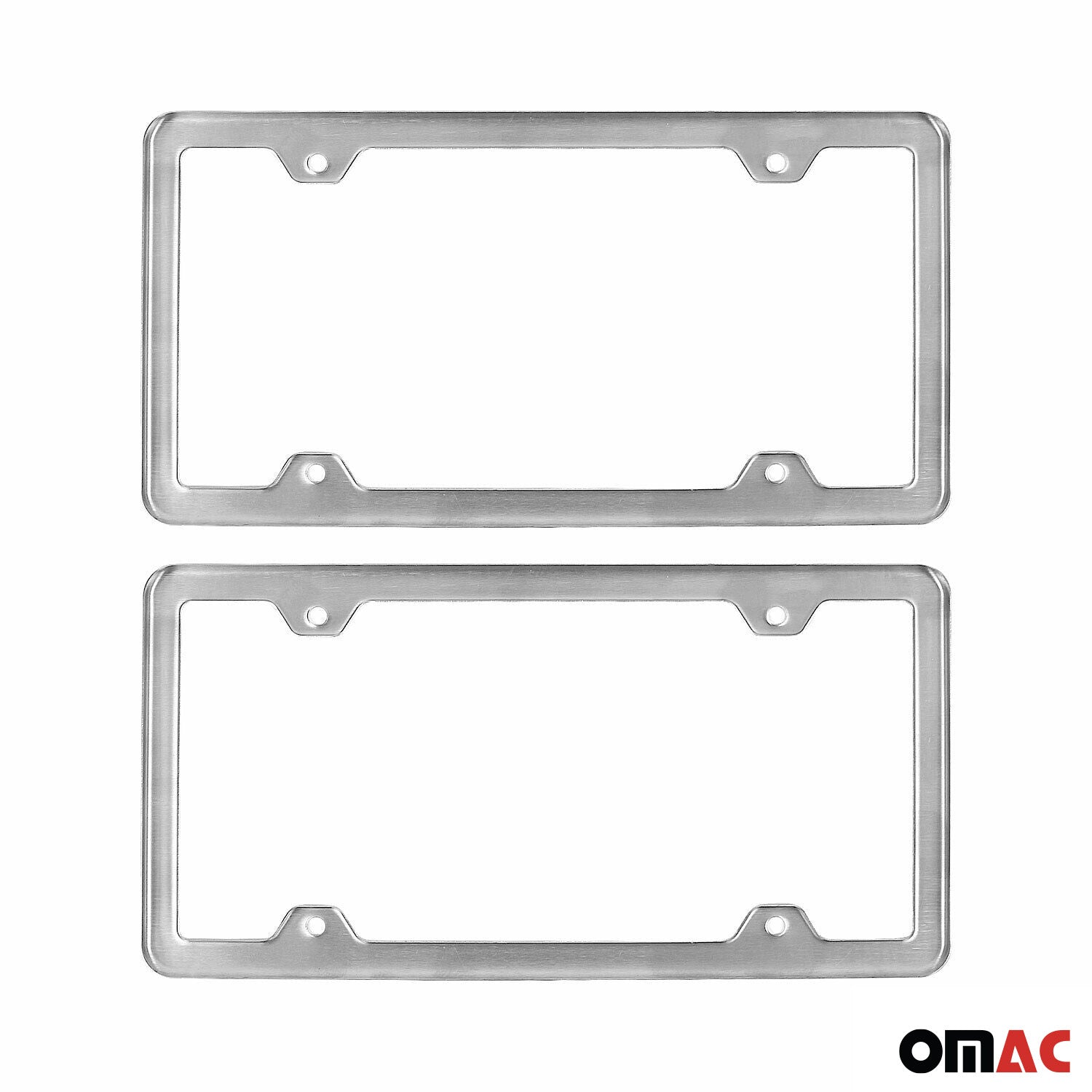 2 Pcs Brushed Chrome S. Steel License Plate Frame Tag Holder