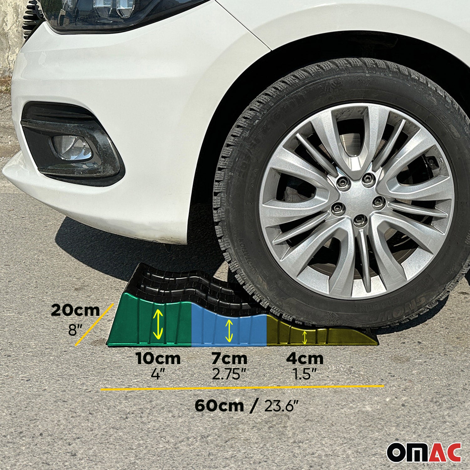 Car Ramps Pack 4 Pcs 6000 Pounds Load Capacity Black Compact Lightweight Design for RV Trailer Camper Oil Changes Inspections