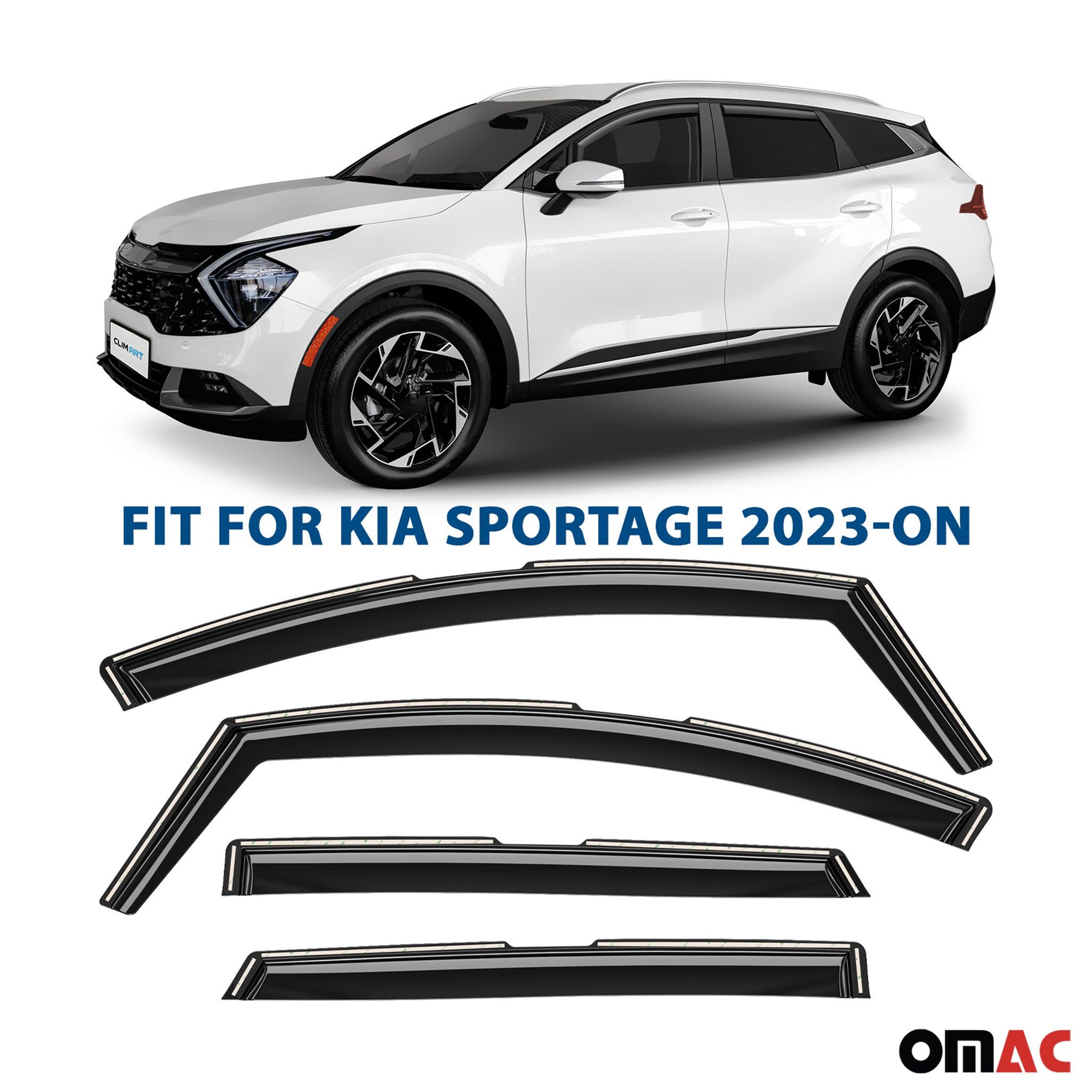 Clim Art Wind Deflectors for Kia Sportage 2023-2025 Shatterproof Dark Smoke 4x