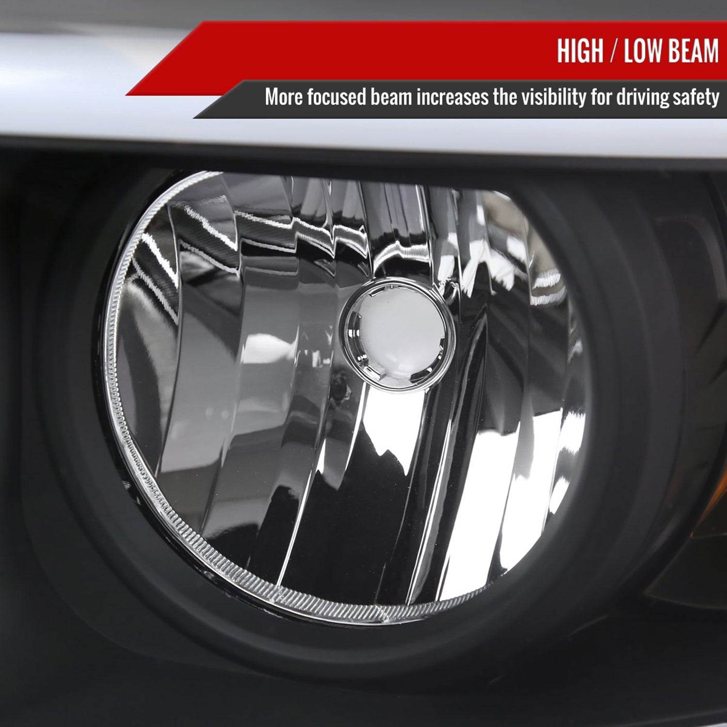 2006-2008 Dodge Ram 1500/ Ram 2500 3500 LED Headlights Amber Reflector Black