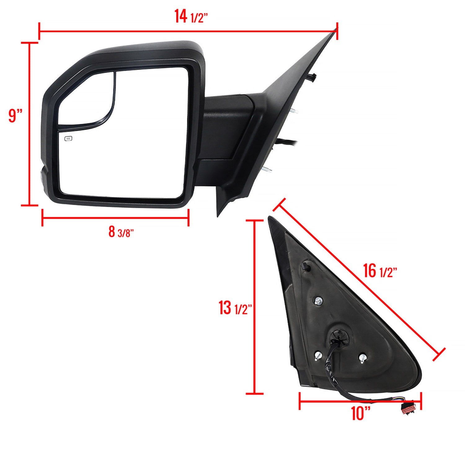 2003-2006 Ford Expedition Matt Black Heated Side Mirrors LED Turn Signal