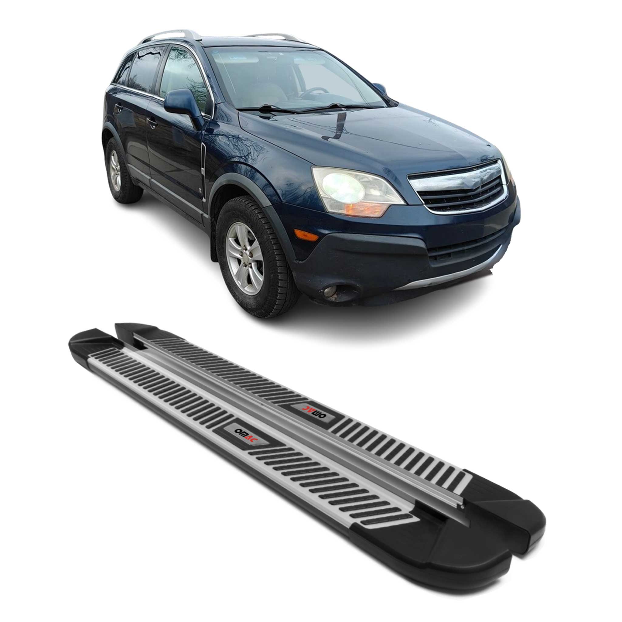 2008-2010 Saturn Vue Running Boards Side Steps Silver & Black