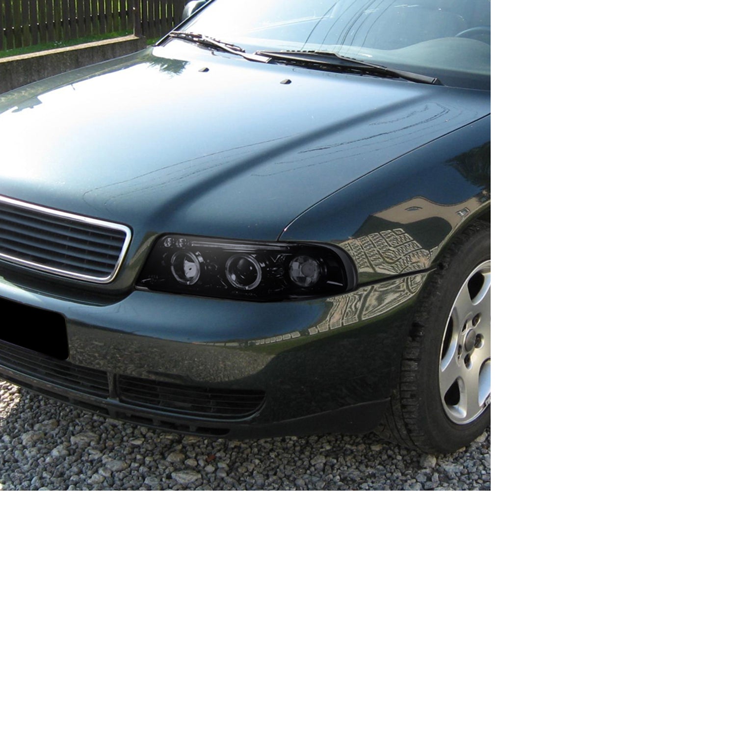 1996-1999 Audi A4 Dual Halo Projector Headlights Glossy Black/Smoke Lens