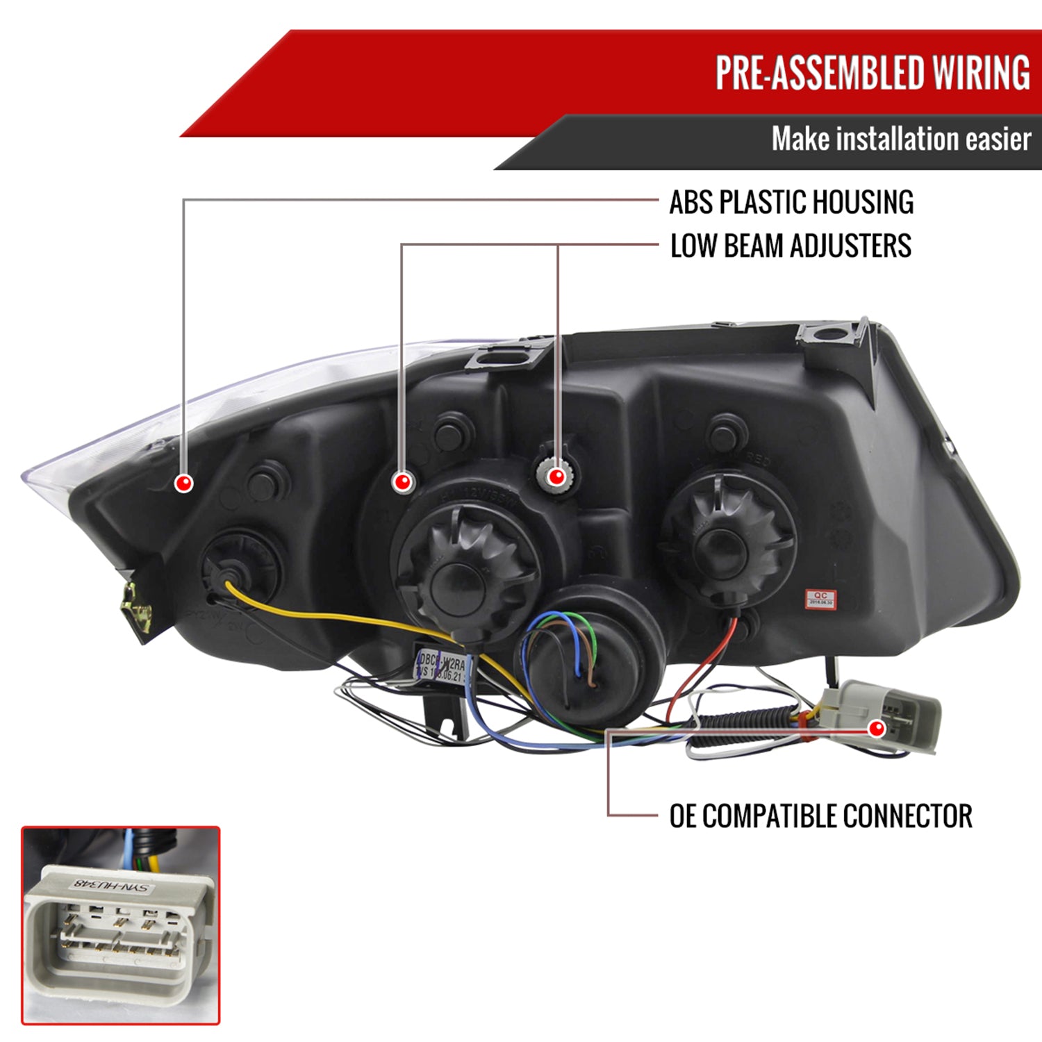 2006-2008 BMW E90 3 Series Sedan Dual Halo Projector Headlights LED Smoke