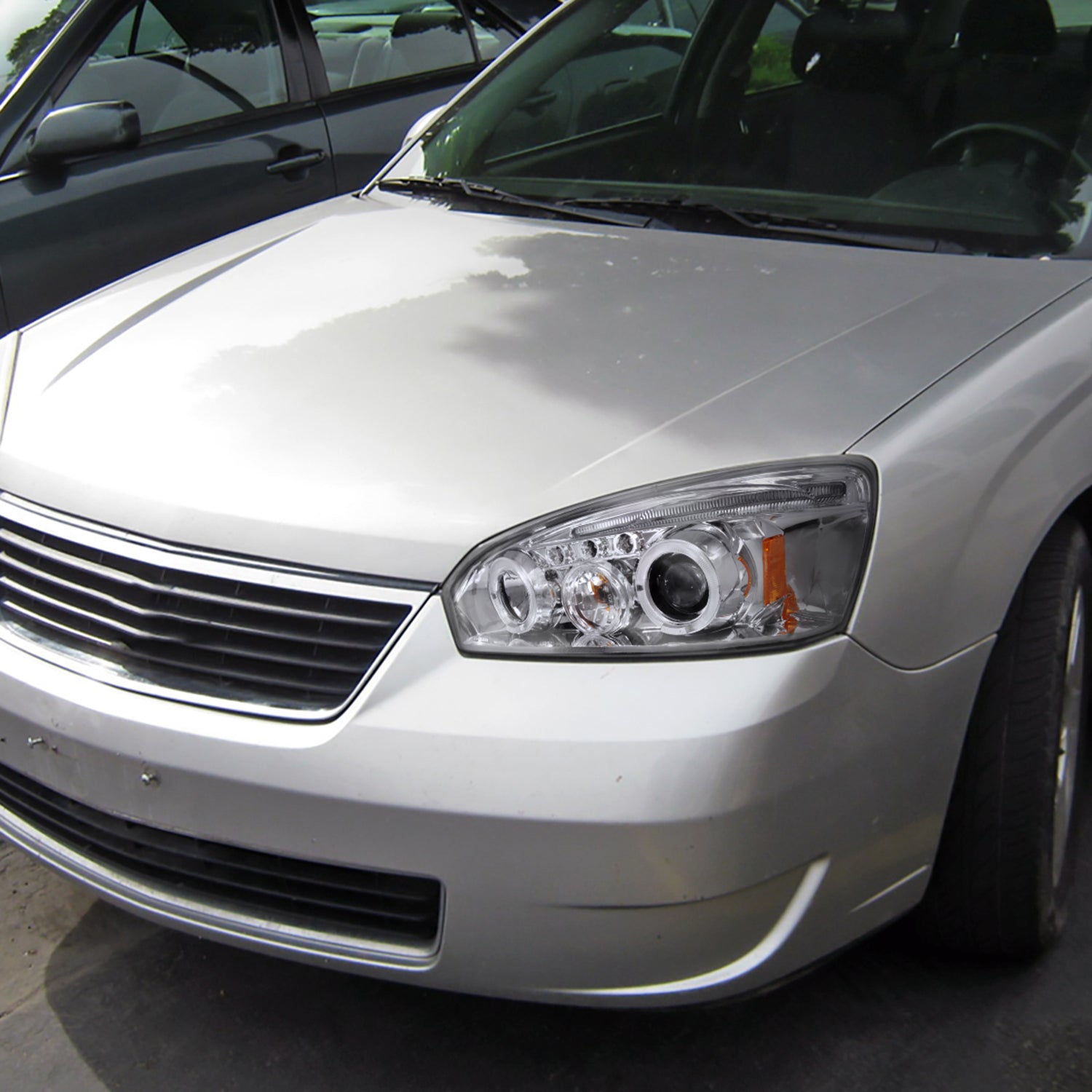 2004-2007 Chevy Malibu Dual Halo Projector Headlights Chrome/Clear Lens