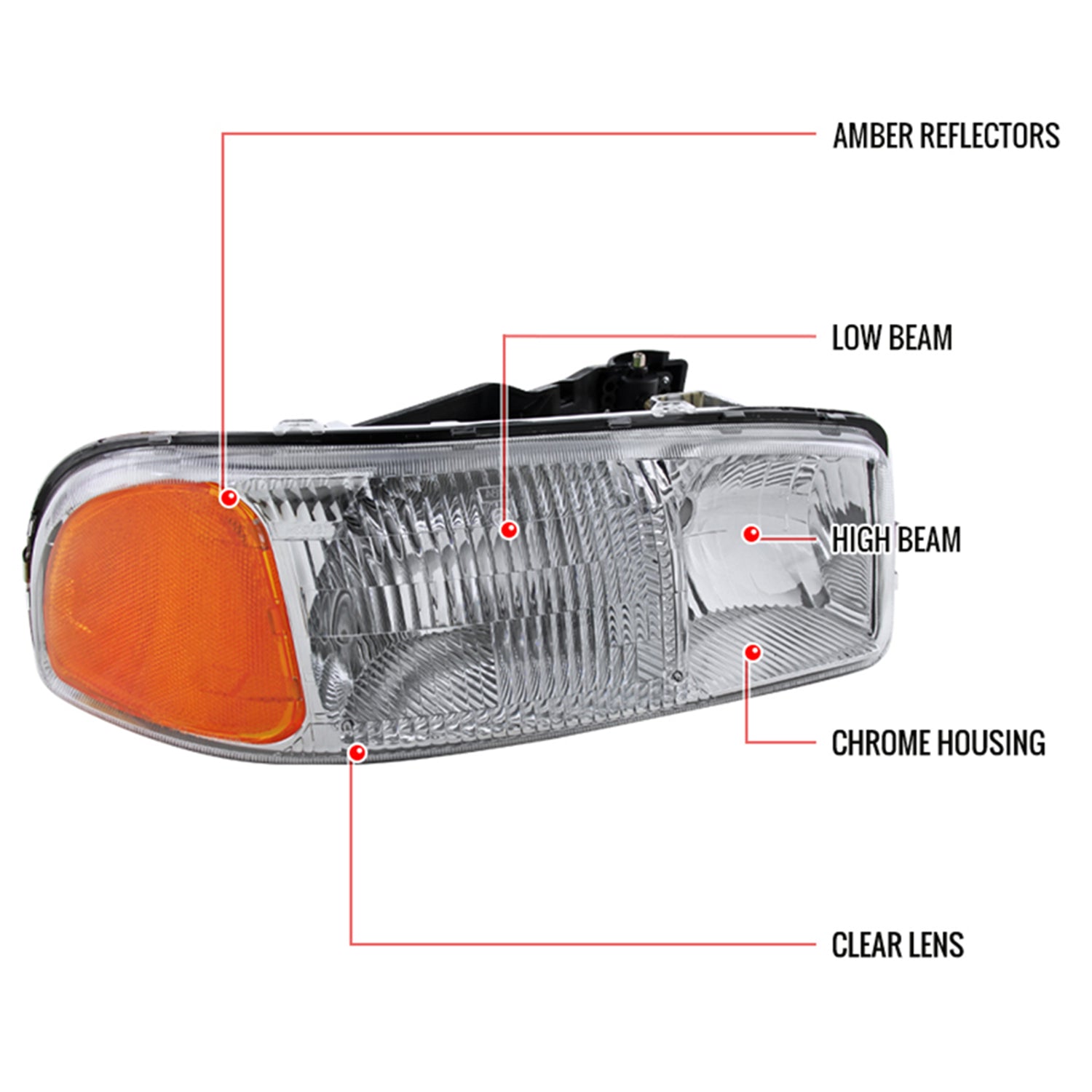 1999-2006 GMC Sierra/Yukon/Yukon XL Crystal Headlight Amber & Passenger Side