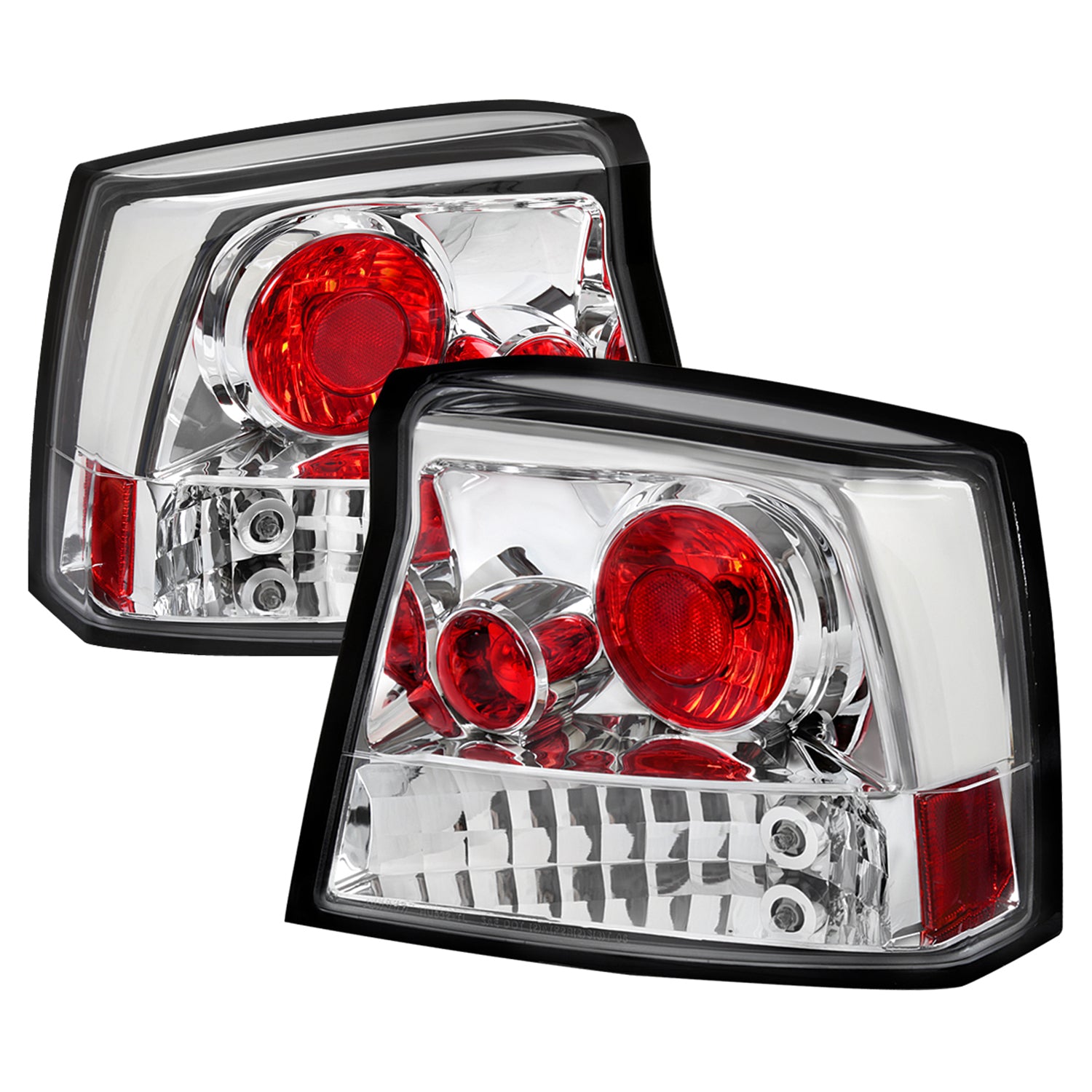 2005-2008 Dodge Charger Tail Lights Chrome Housing/Clear Lens