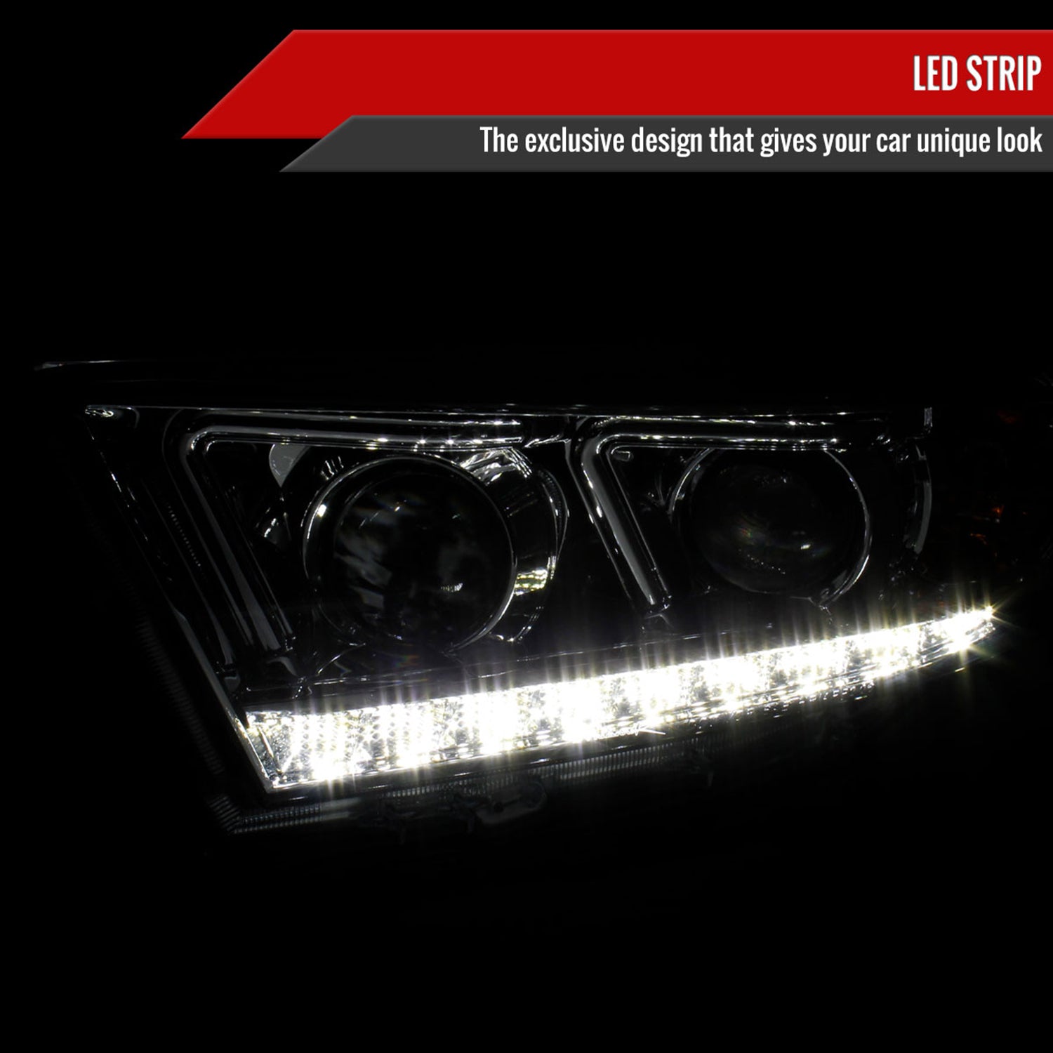 2011-2013 Toyota Highlander Projector Headlights SMD LED Light Strip Chrome