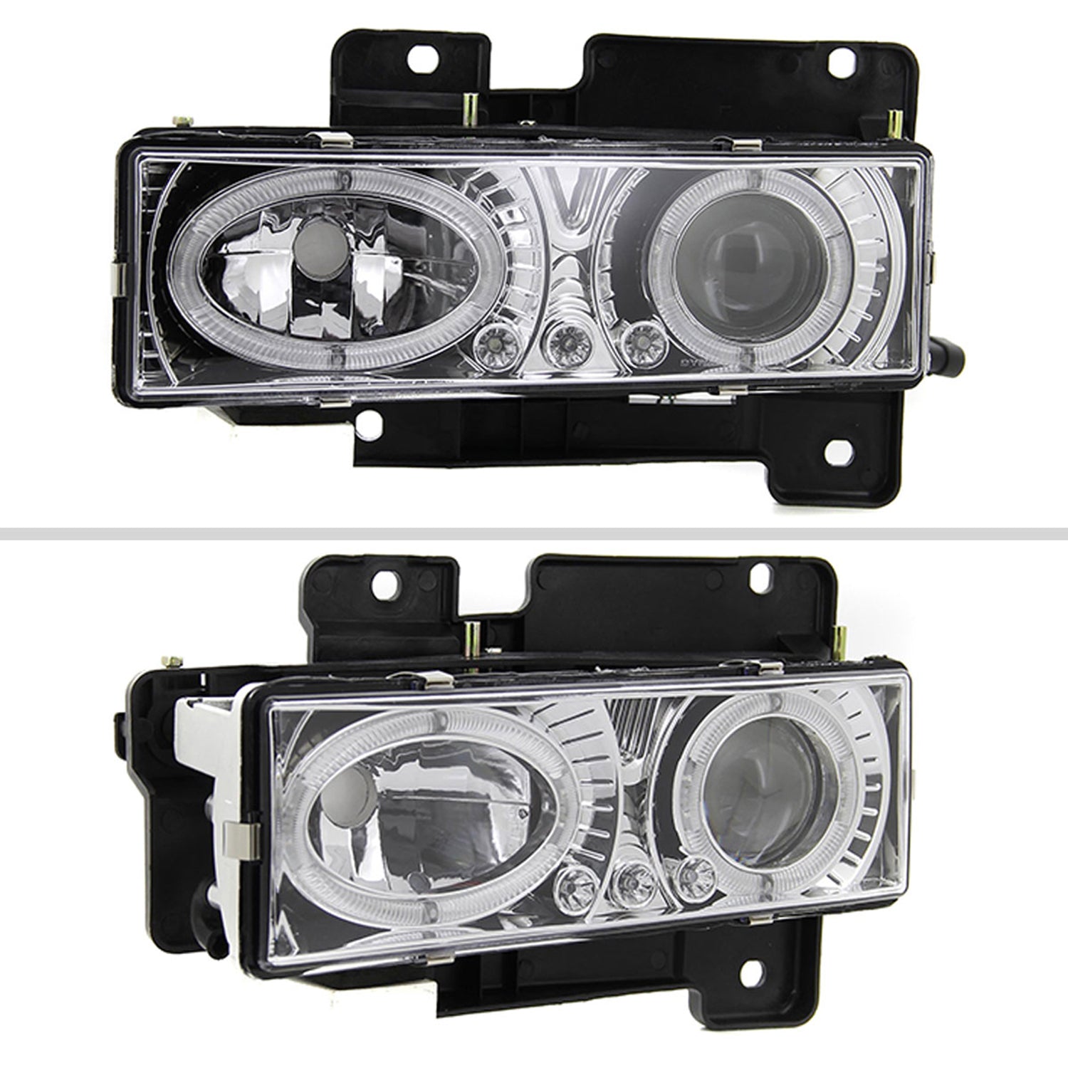 1988-1999 Chevy C/K C10/Blazer/Tahoe/Yukon Dual Halo Headlights Chrome