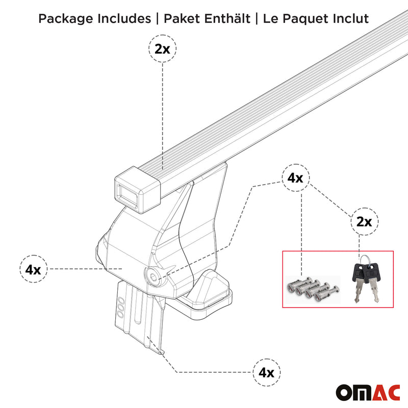 2019-2024 Audi A8 L Roof Rack Cross Bars Black