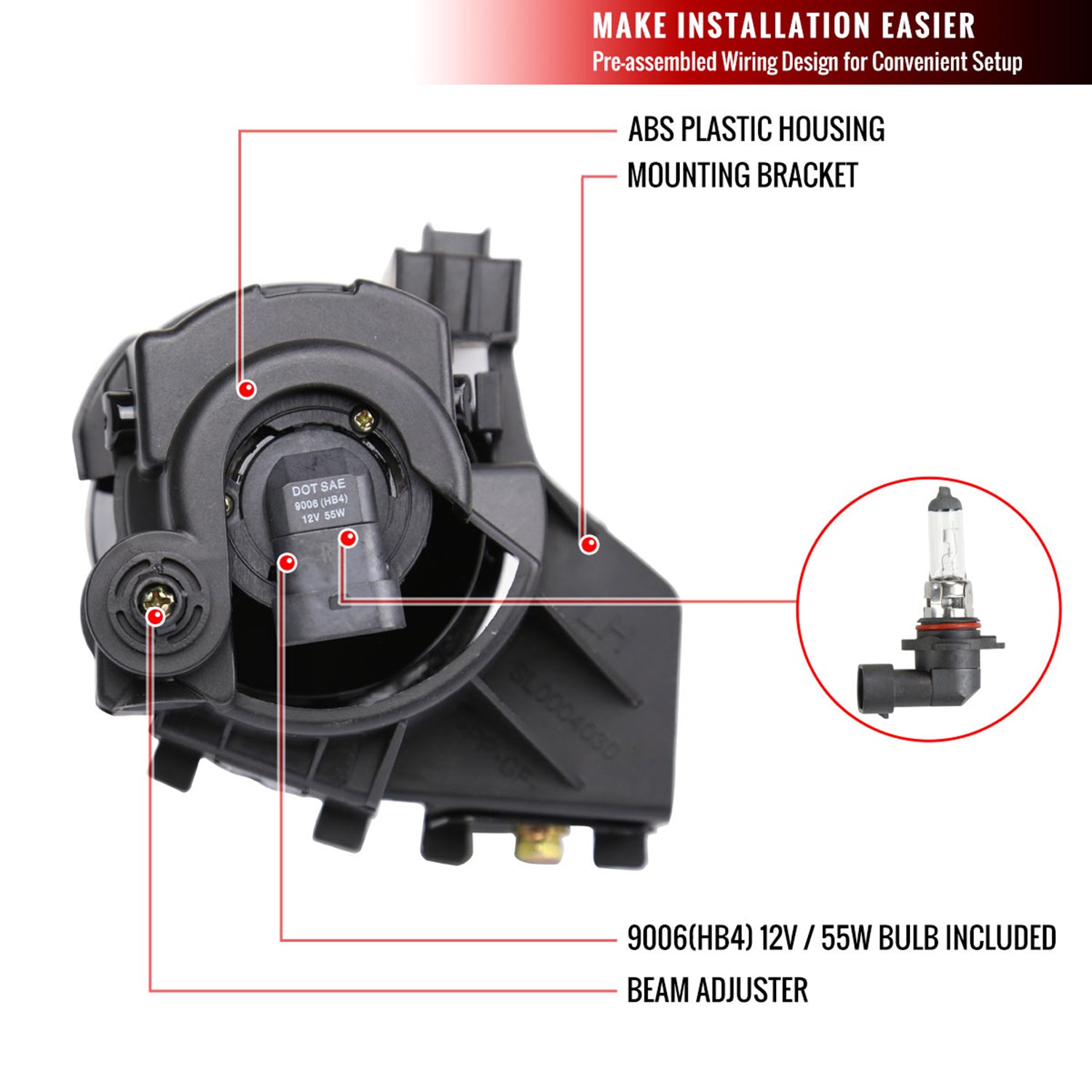 2008-2011 Subaru Impreza WRX 9006 HB4 Fog Lights Kit & Switch Chrome/Smoke