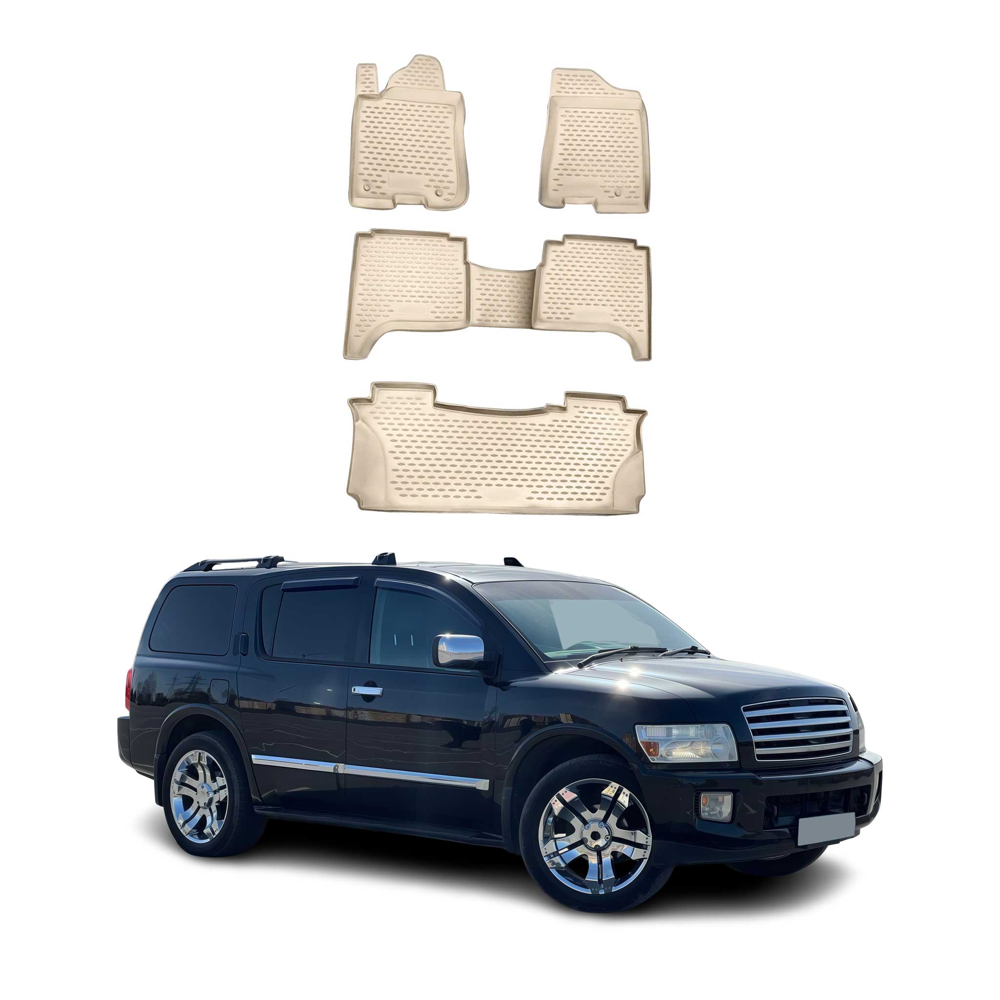 2004-2008 Infiniti QX56 Floor Mats Liners Full Set All Weather Beige