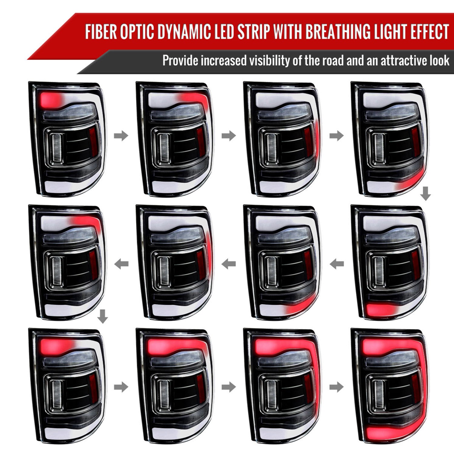 2013-2018 RAM 1500/2500/3500 Signal LED Tail Lights Matt Black/Clear