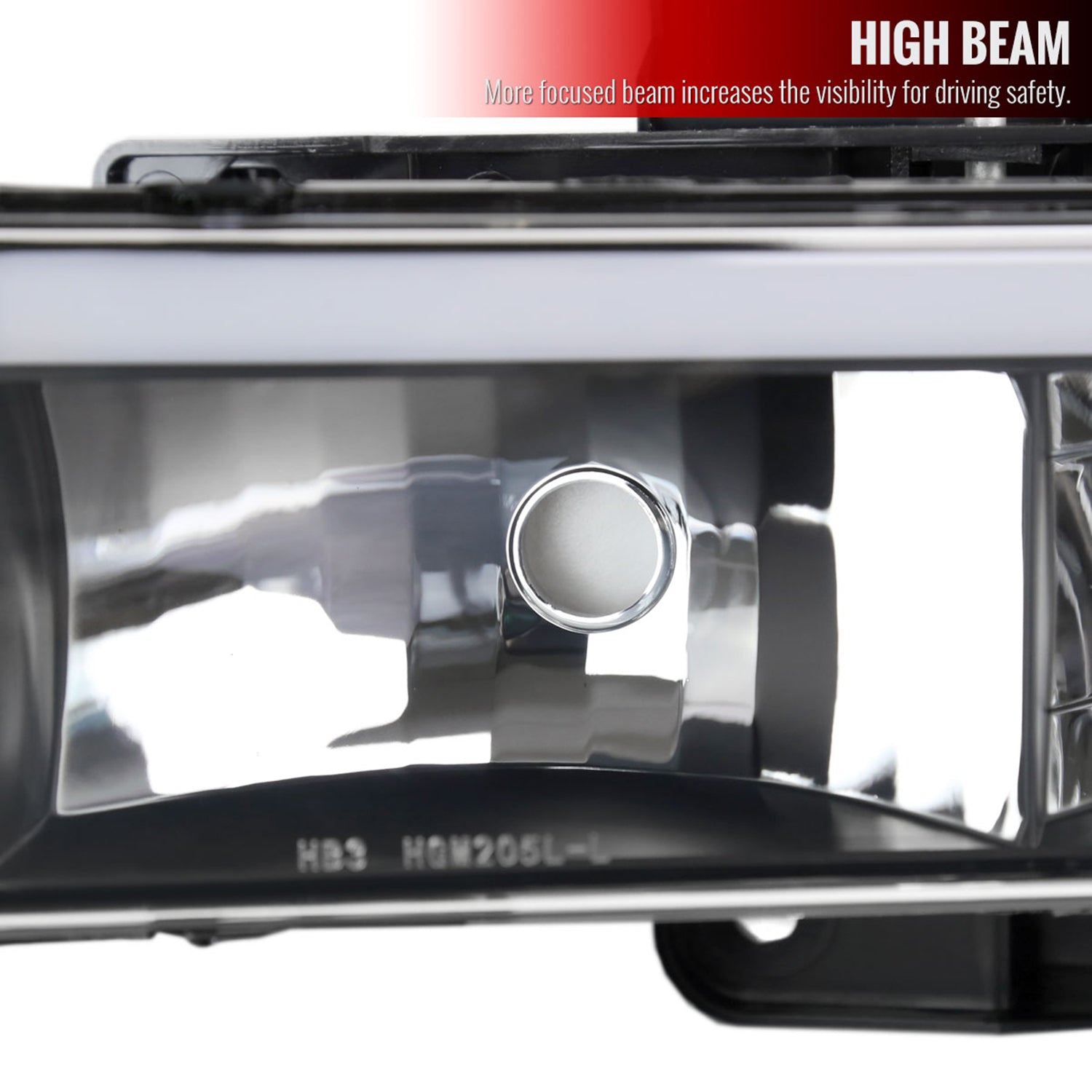 1988-1998 Chevy/GMC C10 C/K LED Strip Factory Headlights Matt Black/Clear