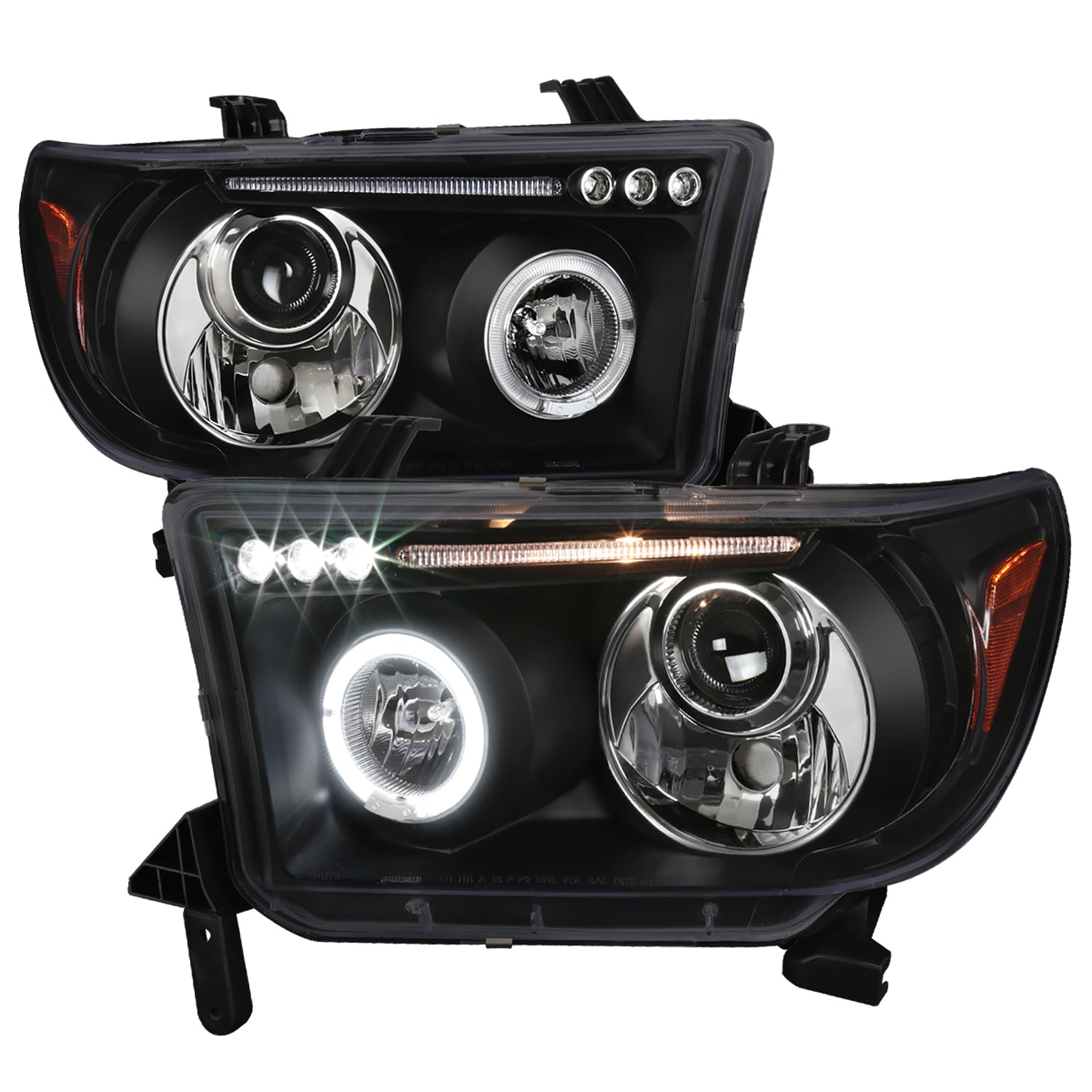2007-2013 Toyota Tundra/ 08-2017 Sequoia Single Halo Projector Headlights Black