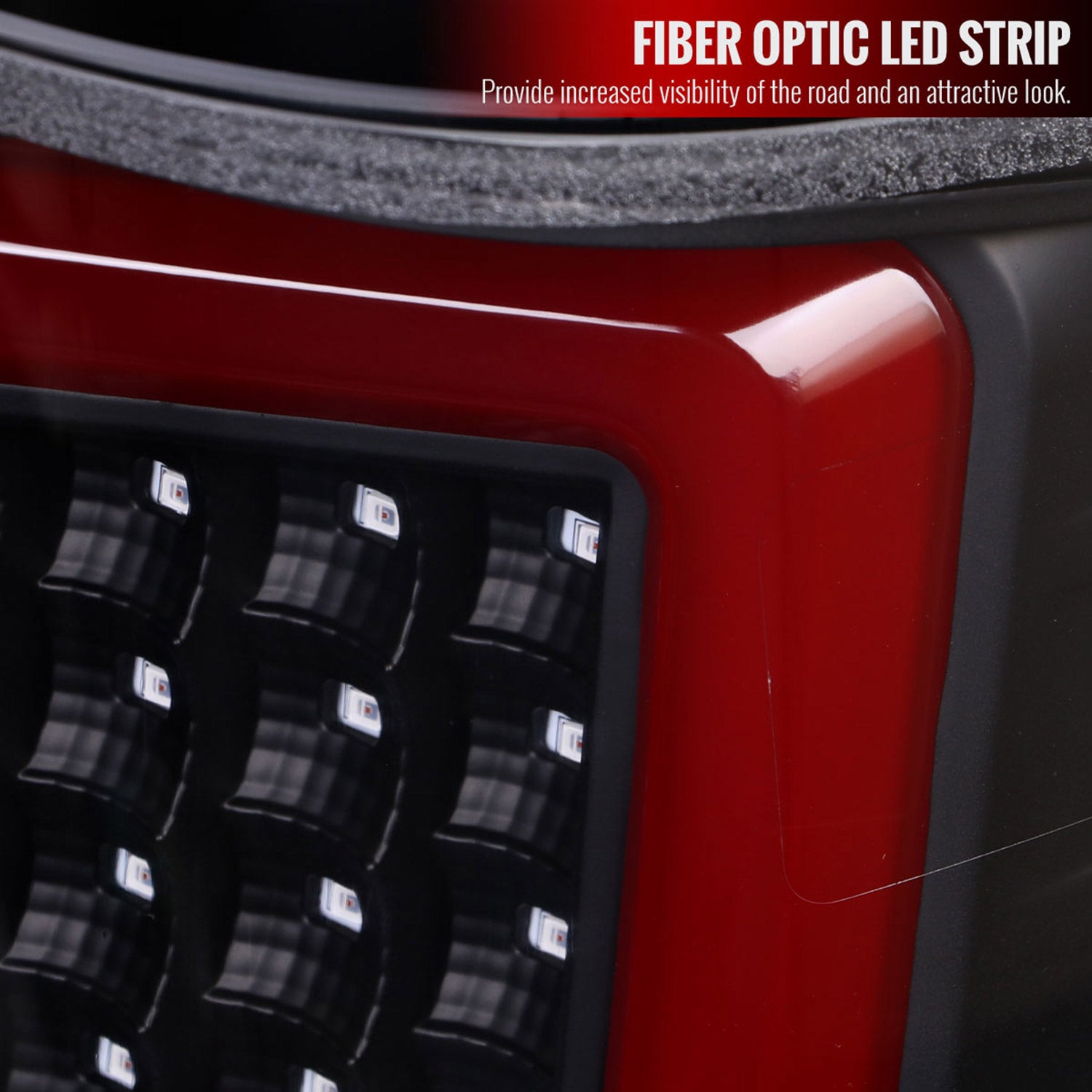 2004-2015 Nissan Titan LED Tail Lights with Red LED Tube Matte Black/Clear